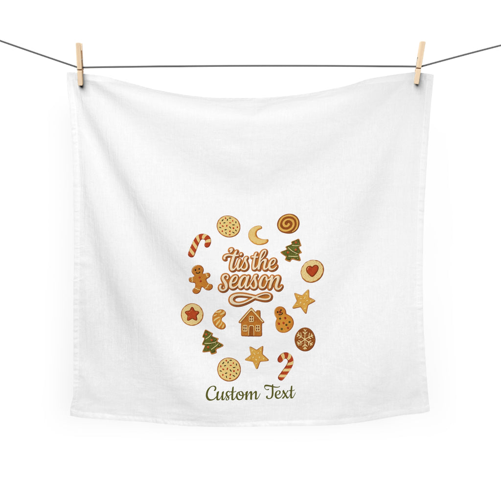 Tea Towel | Christmas Custom Cookie Tea Towel | Personalized Festive Kitchen Hostess Gift Towel