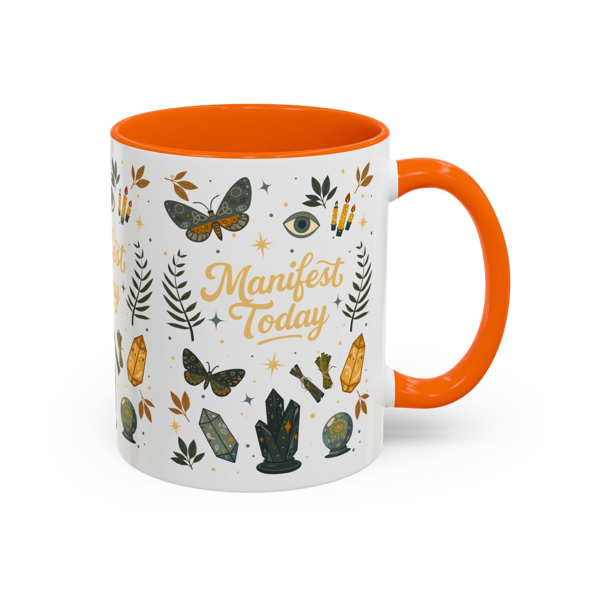Manifest Today Ceramic Cup | Mystical Crystal Butterfly Coffee Mug | Positive Energy Affirmation Gift