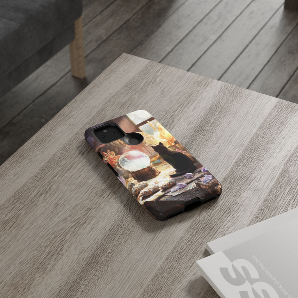 Crystal Phone case, Black Cat Case - Aesthetic Tough Case for Black Cat Lovers, Gift for Her, Witch Decor, Phone Protector, Home Vibes