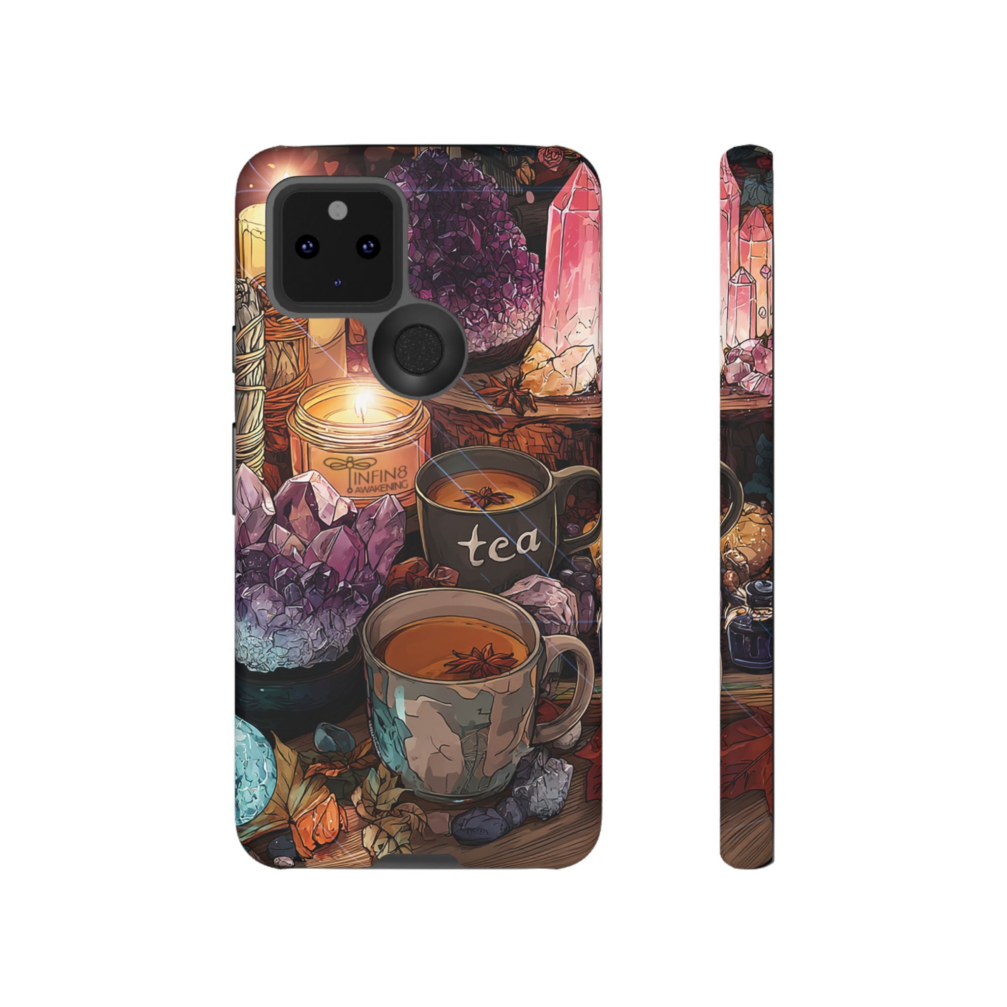 Mystical Crystal Phone Case, Cottagecore Samsung Case - Crystal Tea Lovers Phone Case, Spiritual iPhone Case, Samsung Magical FairyCore Case