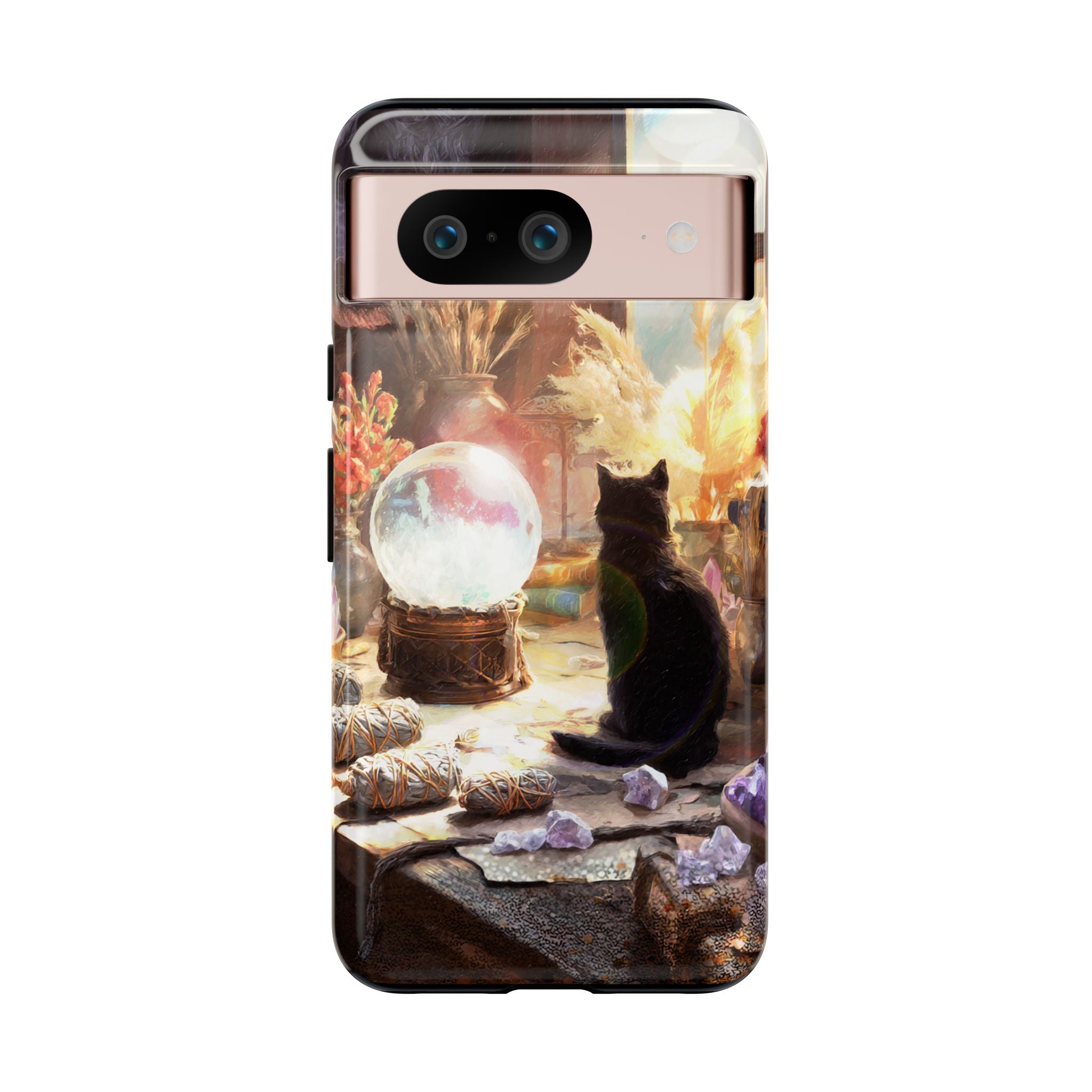 Crystal Phone case, Black Cat Case - Aesthetic Tough Case for Black Cat Lovers, Gift for Her, Witch Decor, Phone Protector, Home Vibes