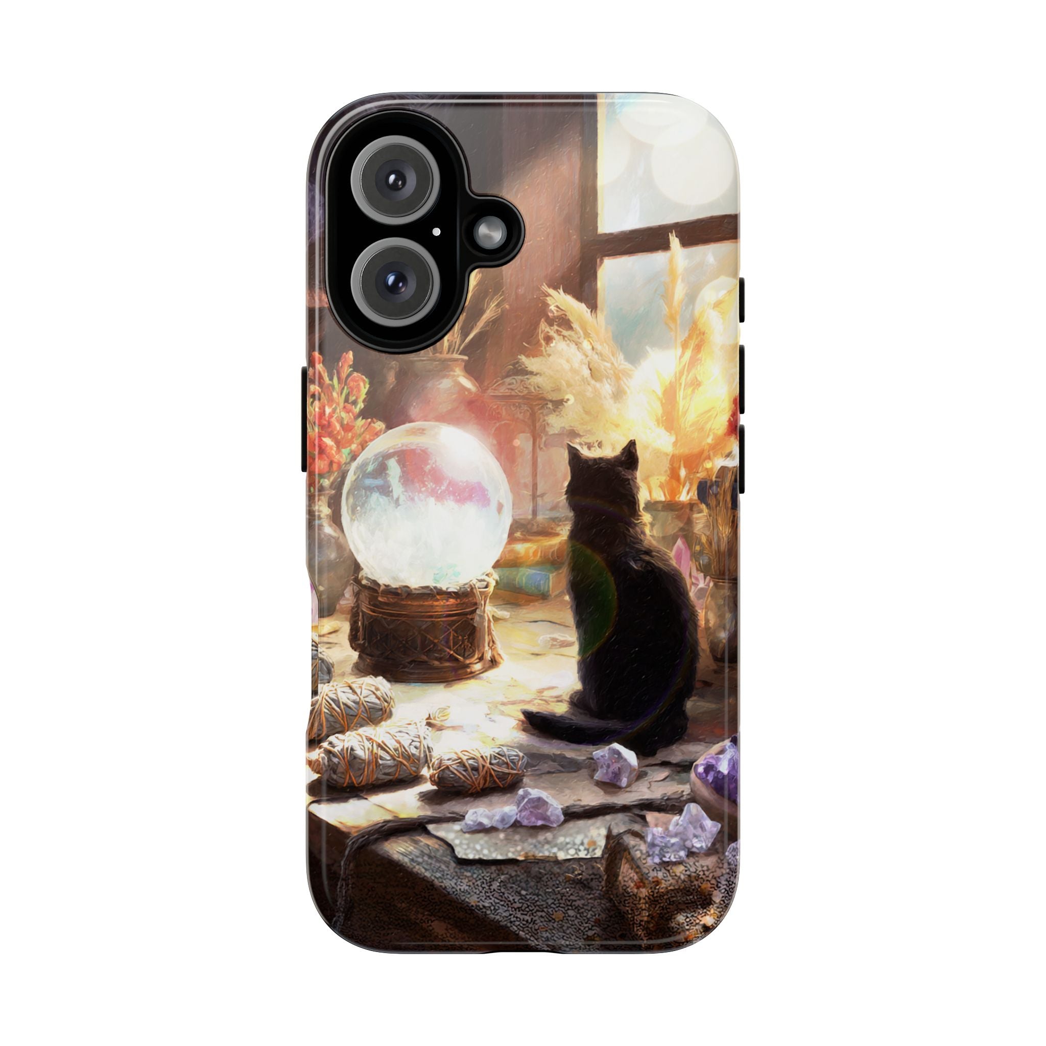 Crystal Phone case, Black Cat Case - Aesthetic Tough Case for Black Cat Lovers, Gift for Her, Witch Decor, Phone Protector, Home Vibes