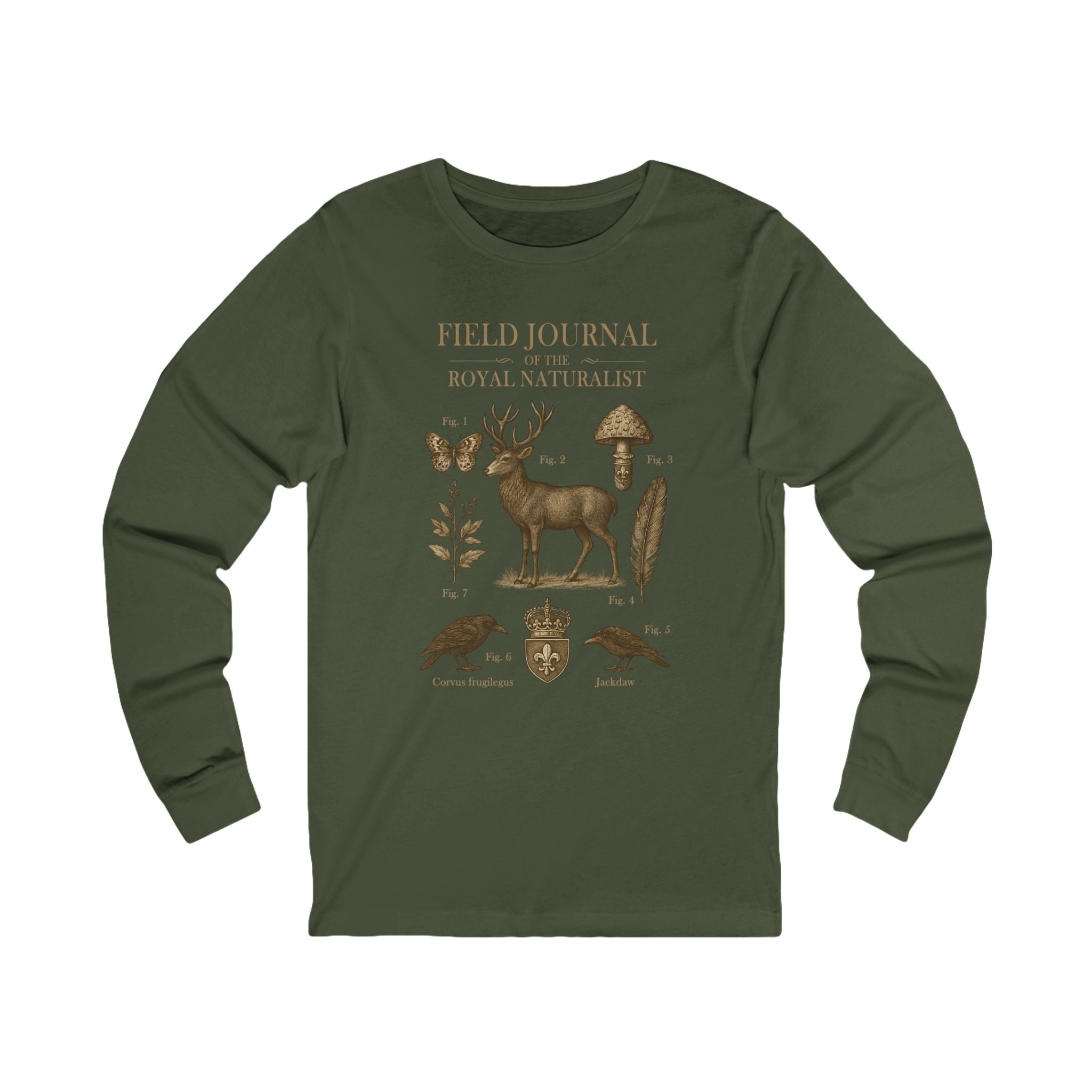 Field Journal of the Royal Naturalist Long Sleeve Tee | Castlecore nature study shirt inspired by medieval illustration and vintage fantasy