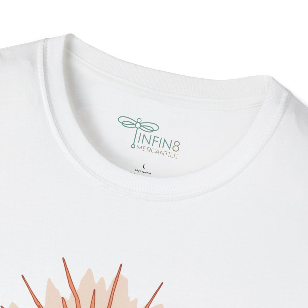 Crystal Sun T‑Shirt | Mystical Cotton Graphic Tee, Spiritual Nature Top, Boho Frequency Gift for Her