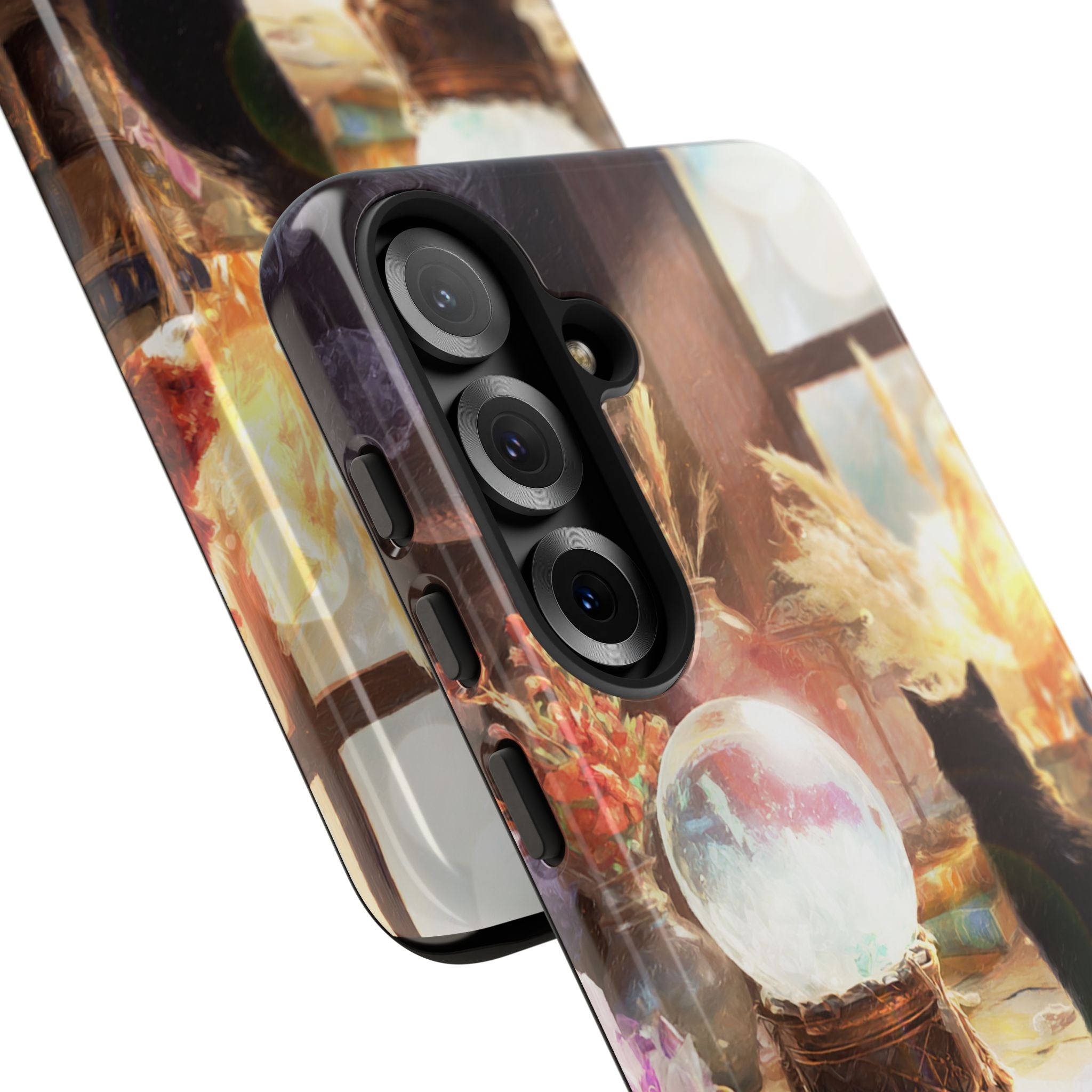 Crystal Phone case, Black Cat Case - Aesthetic Tough Case for Black Cat Lovers, Gift for Her, Witch Decor, Phone Protector, Home Vibes