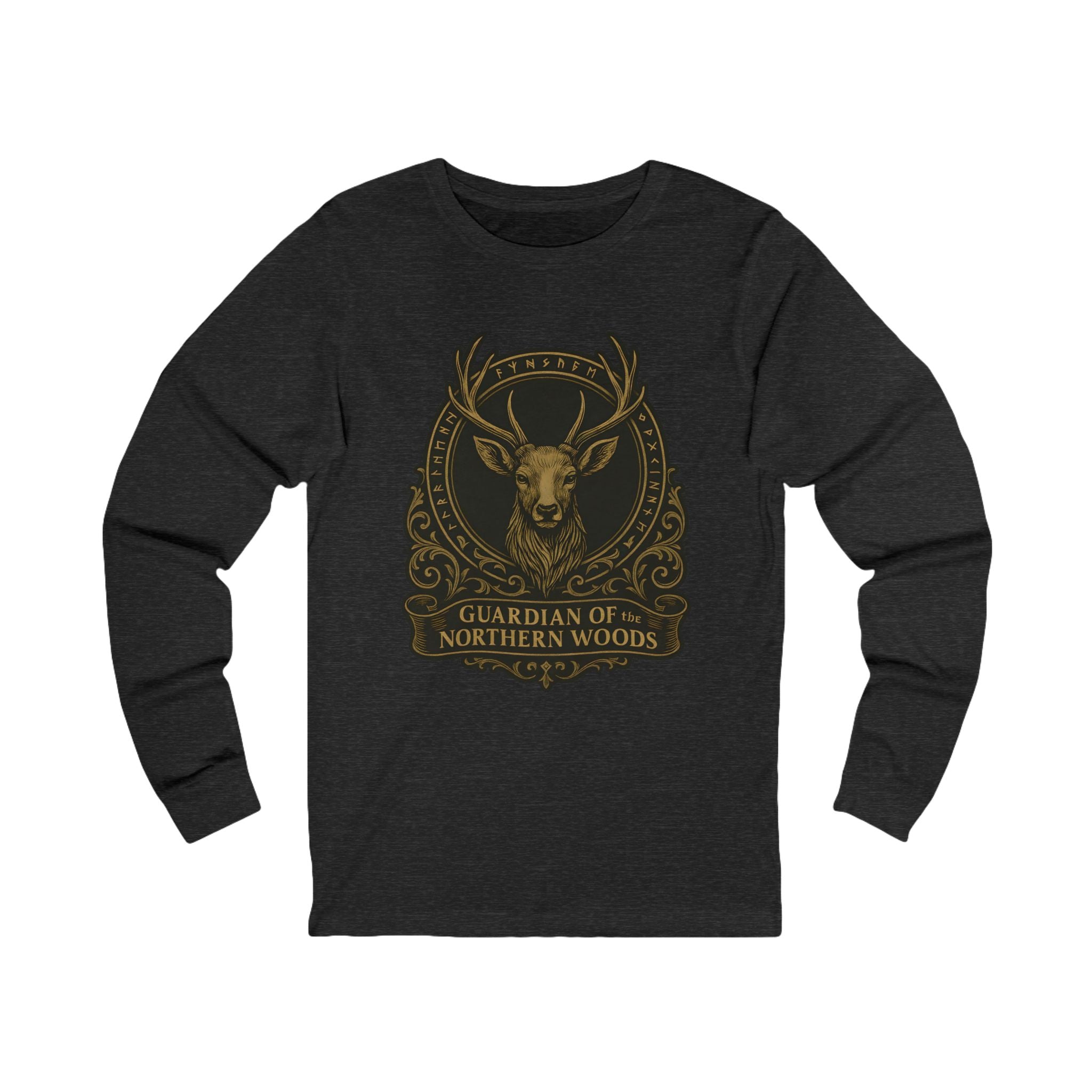 Guardian of the Northern Woods Long Sleeve Tee | Castlecore stag crest shirt inspired by medieval nature and royal fantasy design