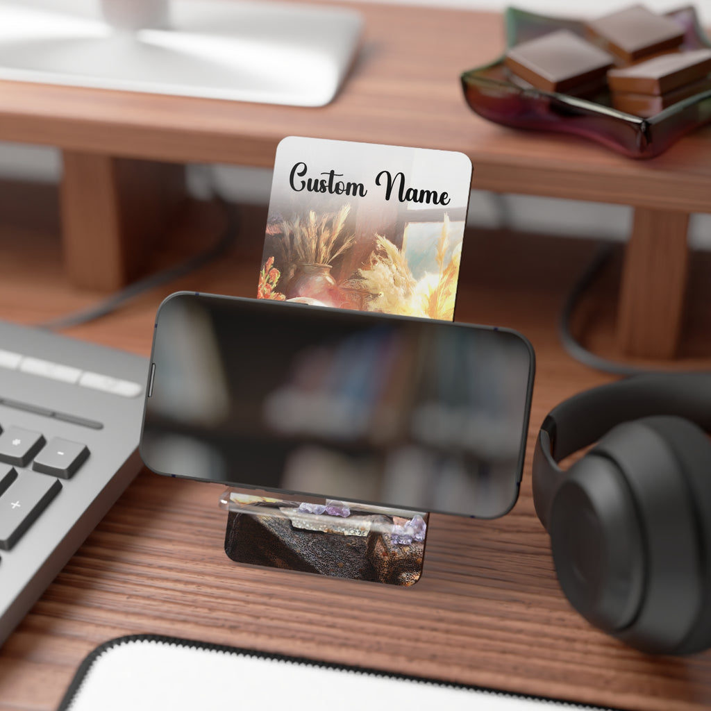 Witchy Black Cat Crystal Ball Custom Mobile Display Stand for Smartphones | Phone Desk Holder