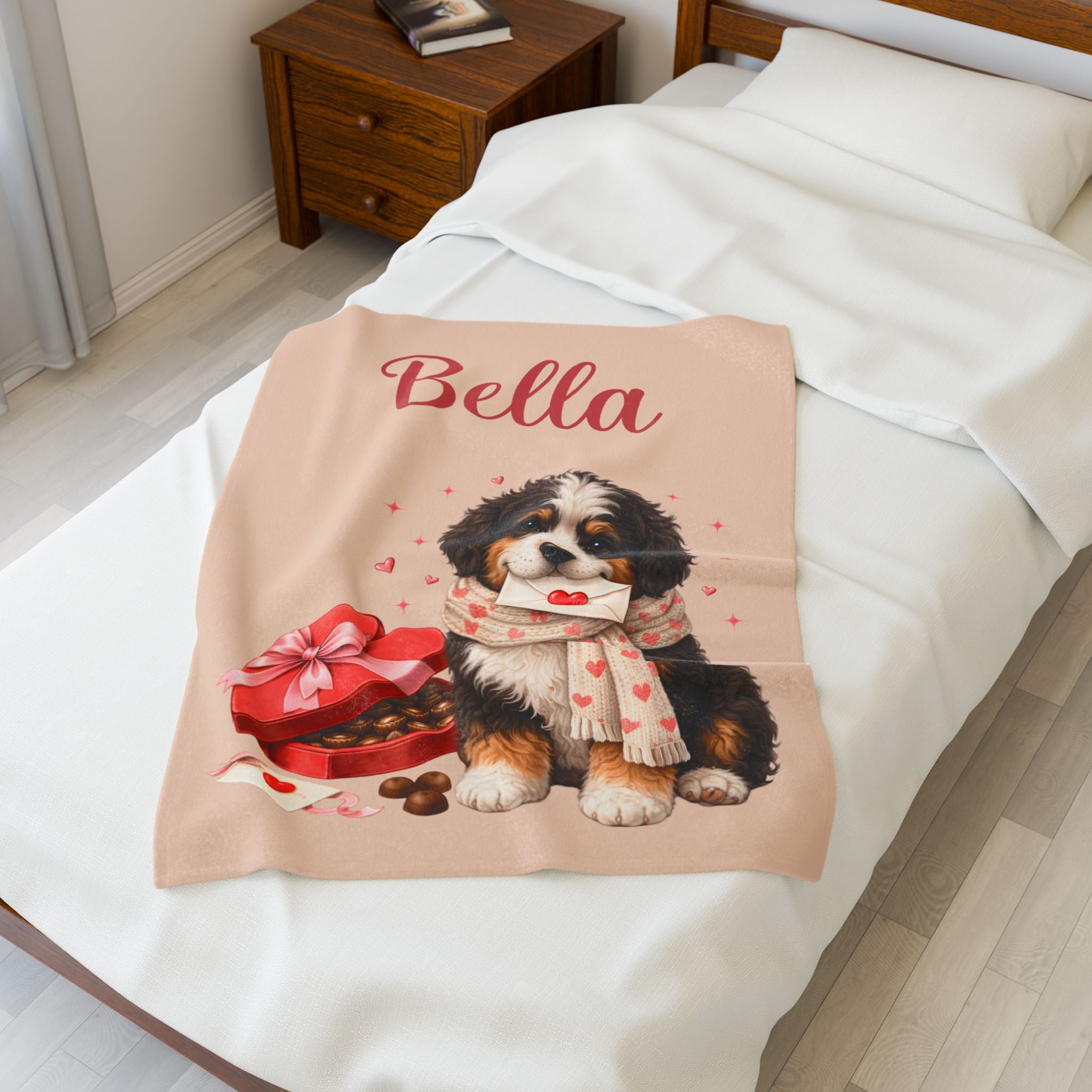 Valentines Day Dog Bernedoodle Blanket | Love Letters Valentine Gift for Dog Lovers