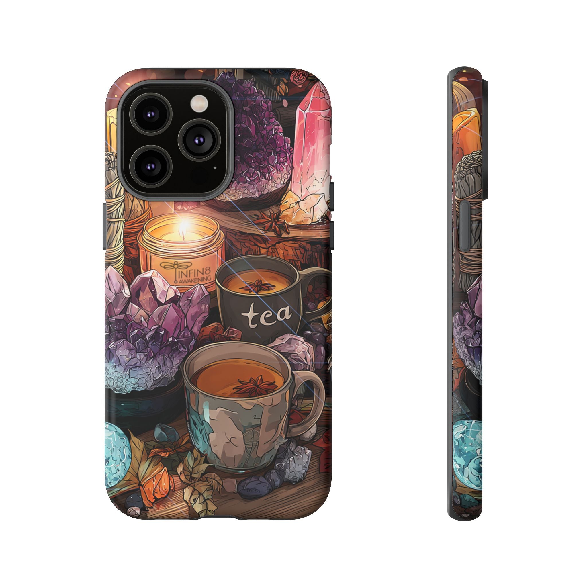 Mystical Crystal Phone Case, Cottagecore Samsung Case - Crystal Tea Lovers Phone Case, Spiritual iPhone Case, Samsung Magical FairyCore Case