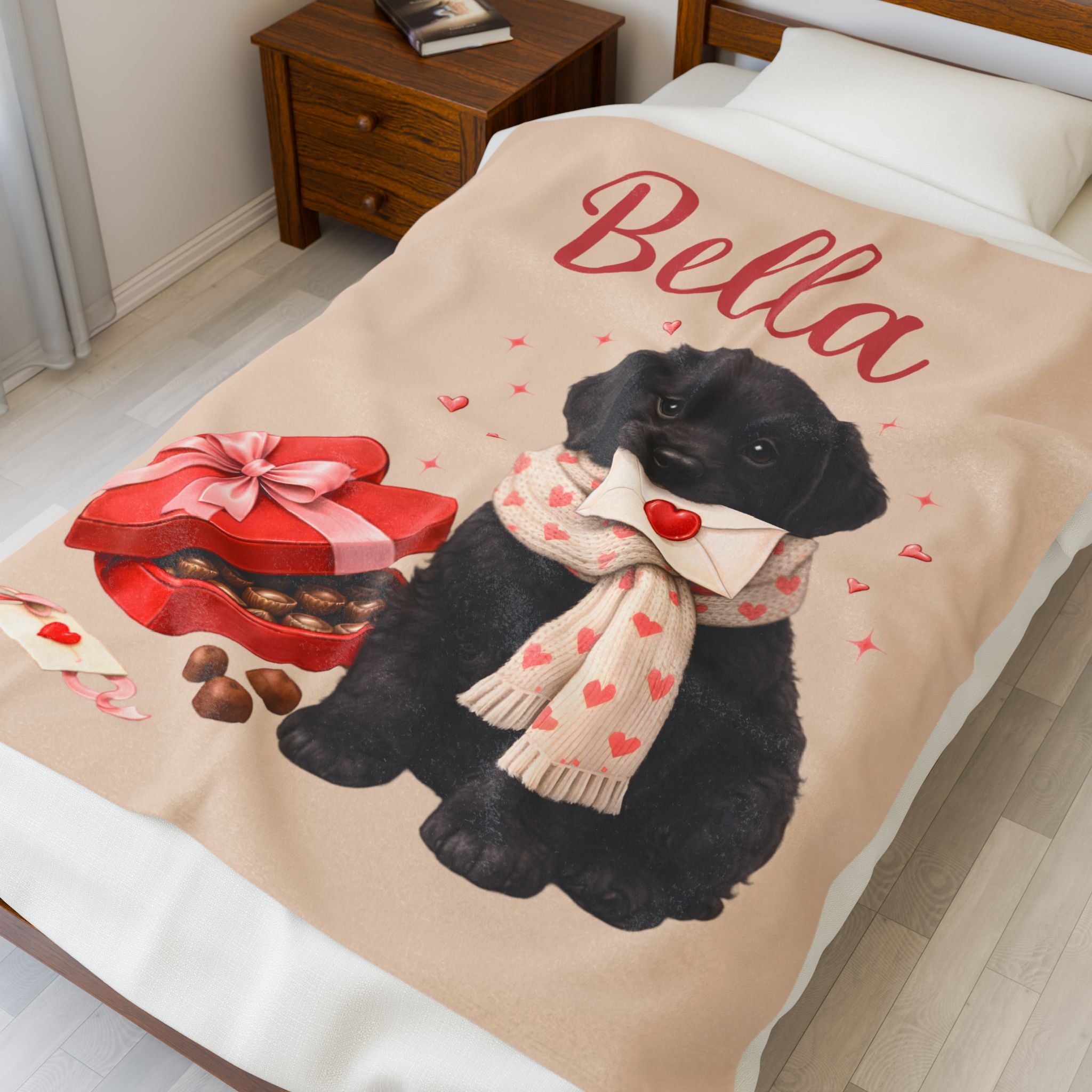 Valentines Day Black Lab Blanket | Valentine Plush Labrador Lover Gift for Cozy Nights