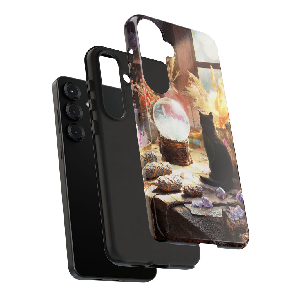 Crystal Phone case, Black Cat Case - Aesthetic Tough Case for Black Cat Lovers, Gift for Her, Witch Decor, Phone Protector, Home Vibes
