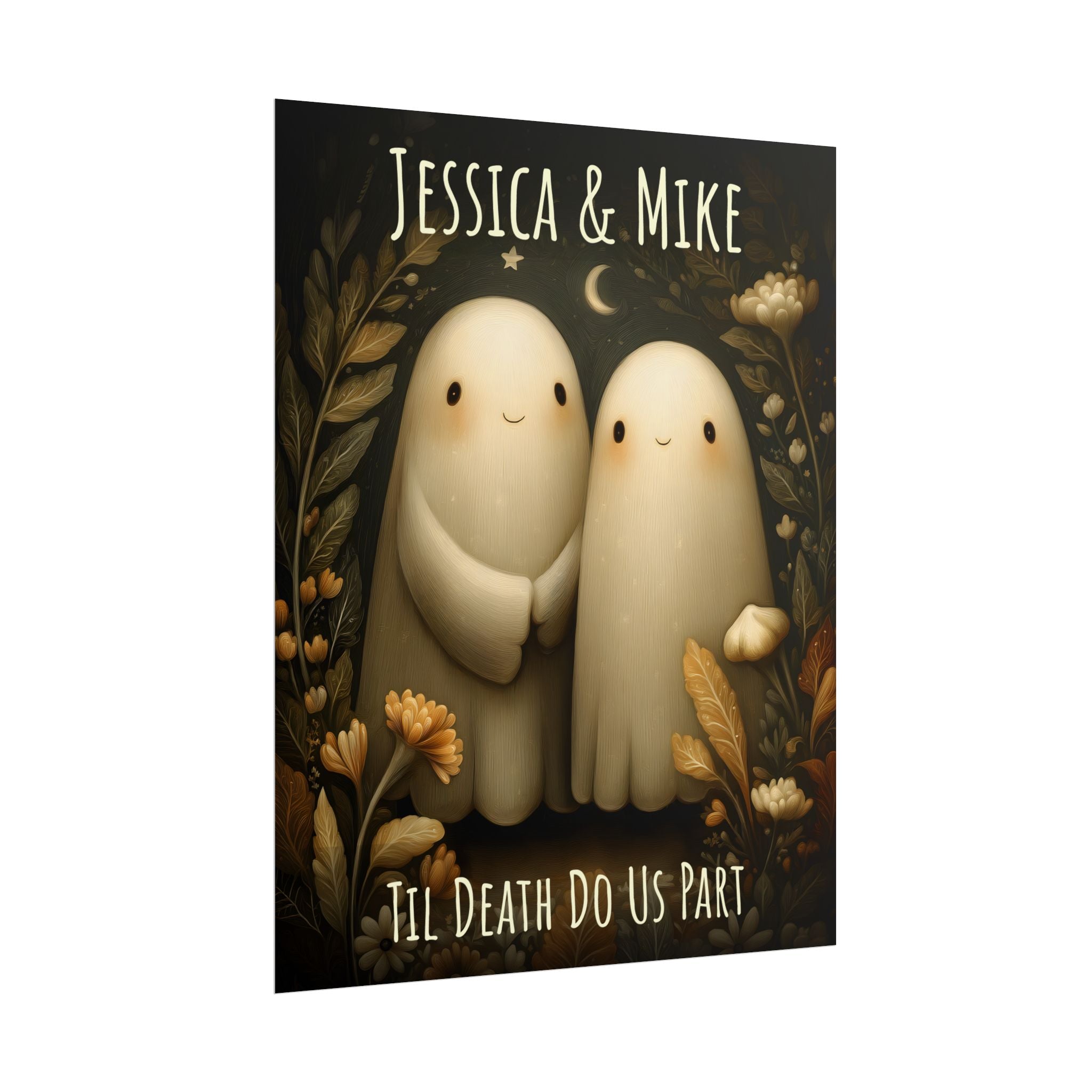 Valentine Poster Til Death Do Us Part Ghost | UNFRAMED Custom Name Valentines Day Wall Art for Couples