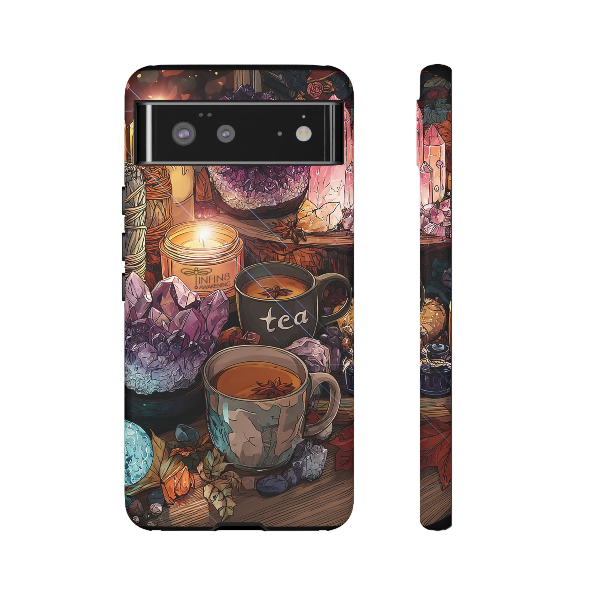 Mystical Crystal Phone Case, Cottagecore Samsung Case - Crystal Tea Lovers Phone Case, Spiritual iPhone Case, Samsung Magical FairyCore Case