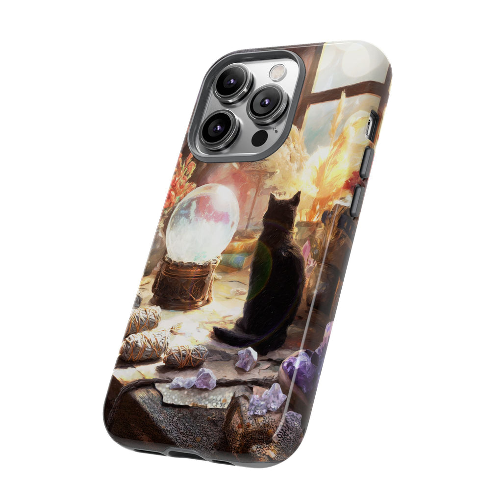 Crystal Phone case, Black Cat Case - Aesthetic Tough Case for Black Cat Lovers, Gift for Her, Witch Decor, Phone Protector, Home Vibes