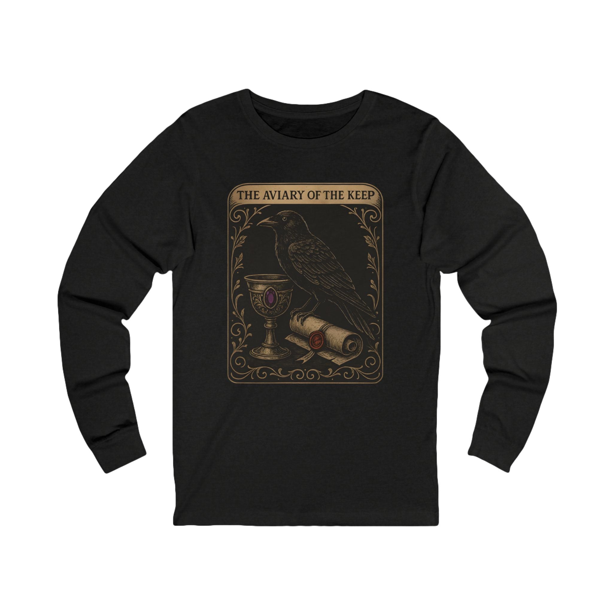 The Aviary of the Keep Long Sleeve Tee | Male Castlecore raven shirt