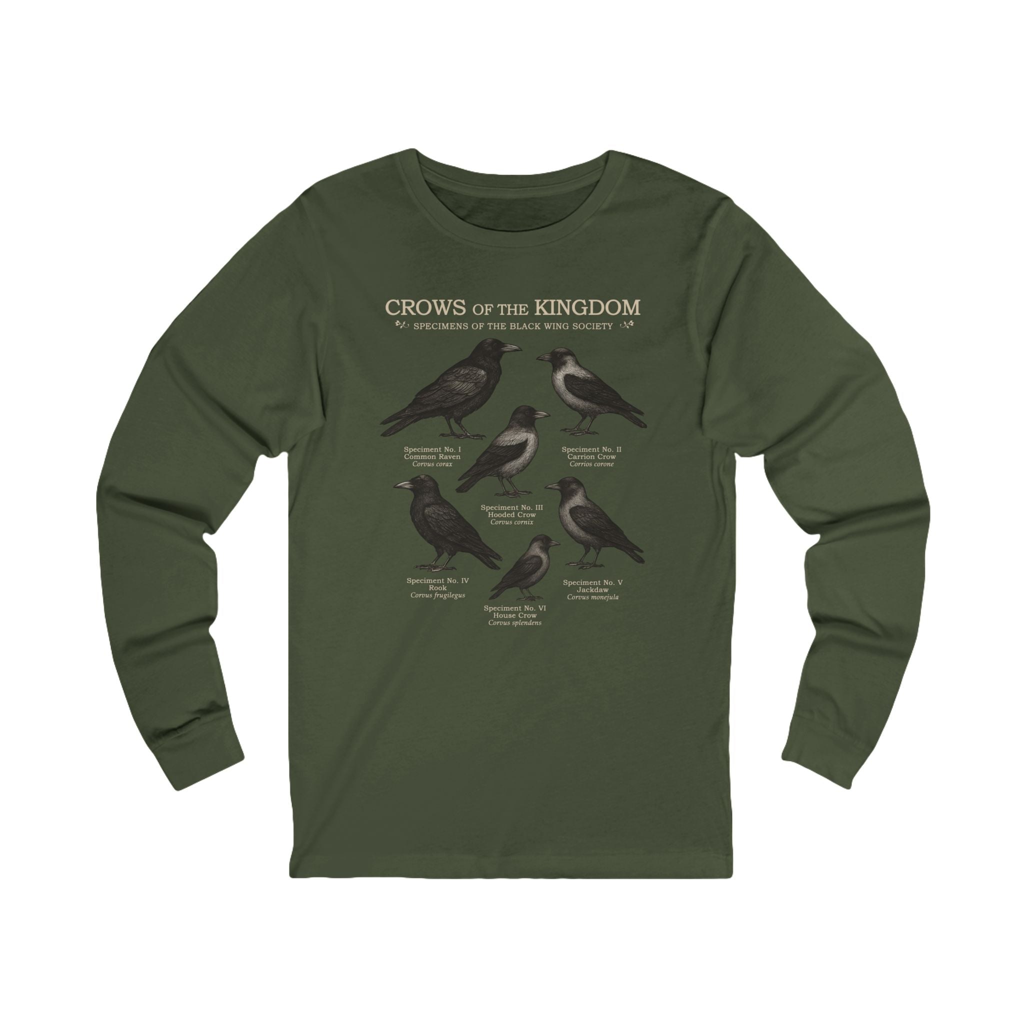 Crows of the Kingdom Long Sleeve Tee | Castlecore Crow study shirt medieval illustration and vintage fantasy