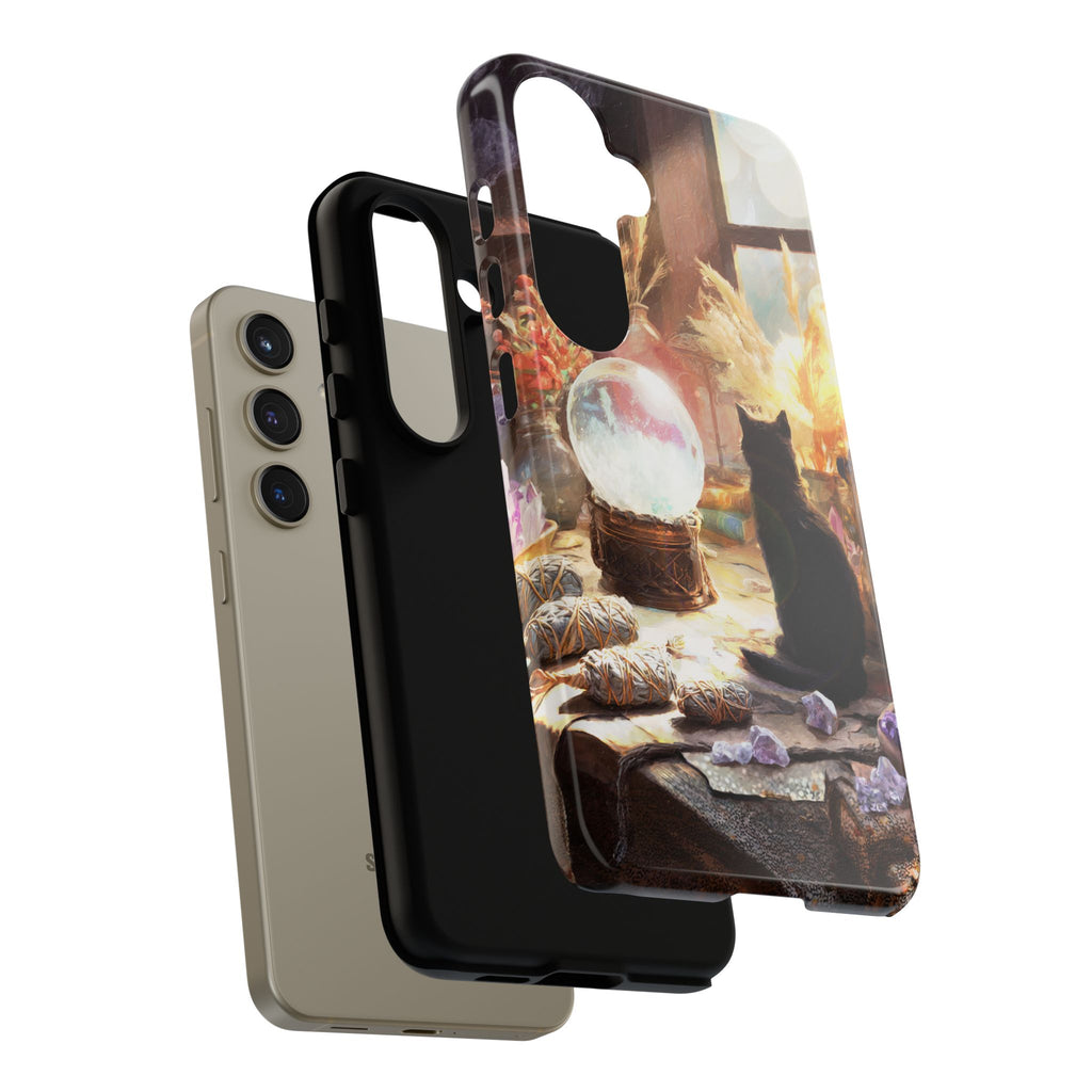 Crystal Phone case, Black Cat Case - Aesthetic Tough Case for Black Cat Lovers, Gift for Her, Witch Decor, Phone Protector, Home Vibes