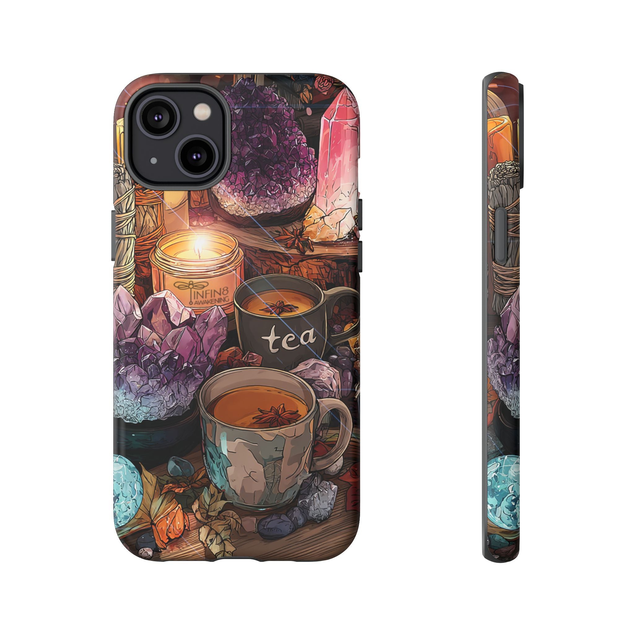 Mystical Crystal Phone Case, Cottagecore Samsung Case - Crystal Tea Lovers Phone Case, Spiritual iPhone Case, Samsung Magical FairyCore Case