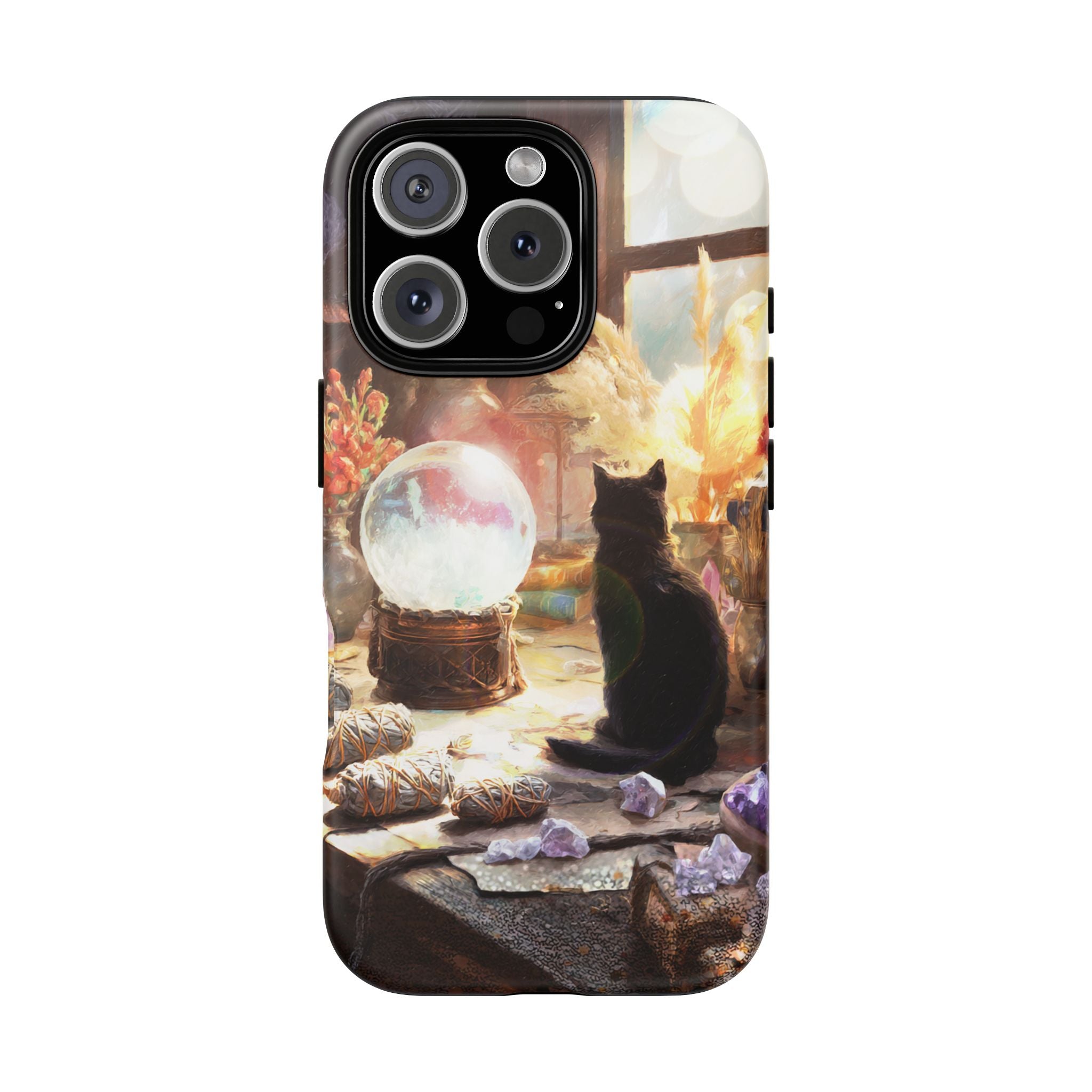 Crystal Phone case, Black Cat Case - Aesthetic Tough Case for Black Cat Lovers, Gift for Her, Witch Decor, Phone Protector, Home Vibes