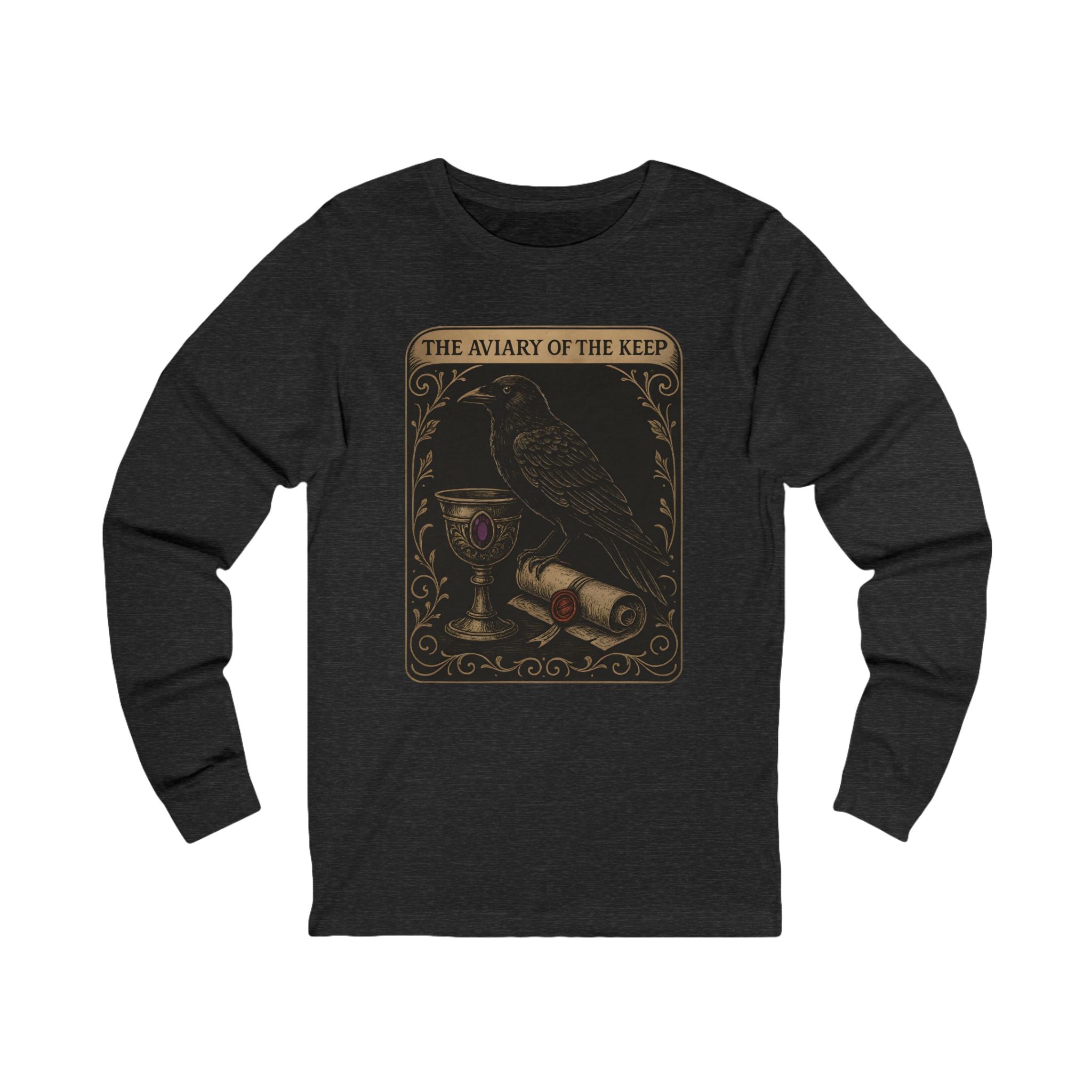 The Aviary of the Keep Long Sleeve Tee | Male Castlecore raven shirt