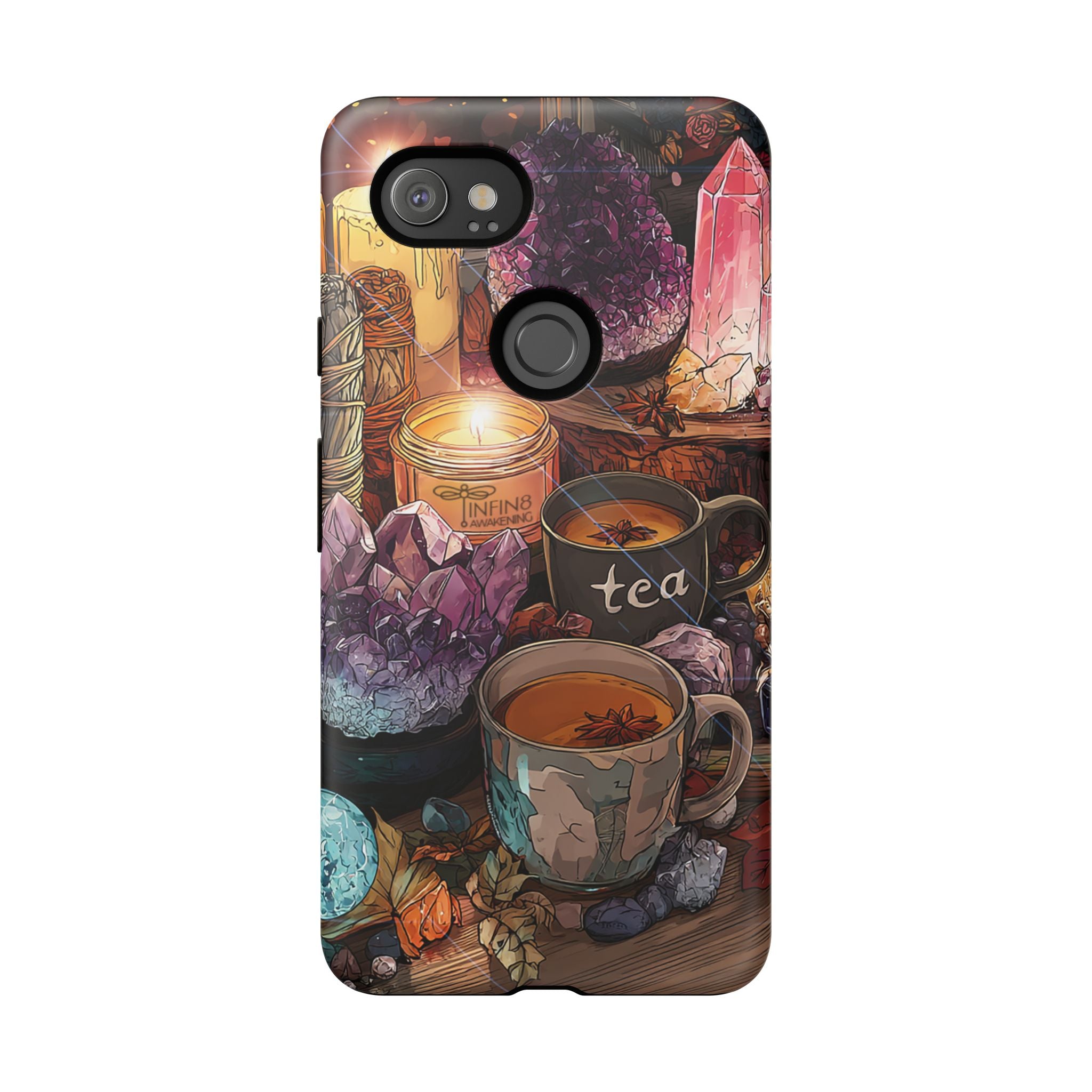 Mystical Crystal Phone Case, Cottagecore Samsung Case - Crystal Tea Lovers Phone Case, Spiritual iPhone Case, Samsung Magical FairyCore Case