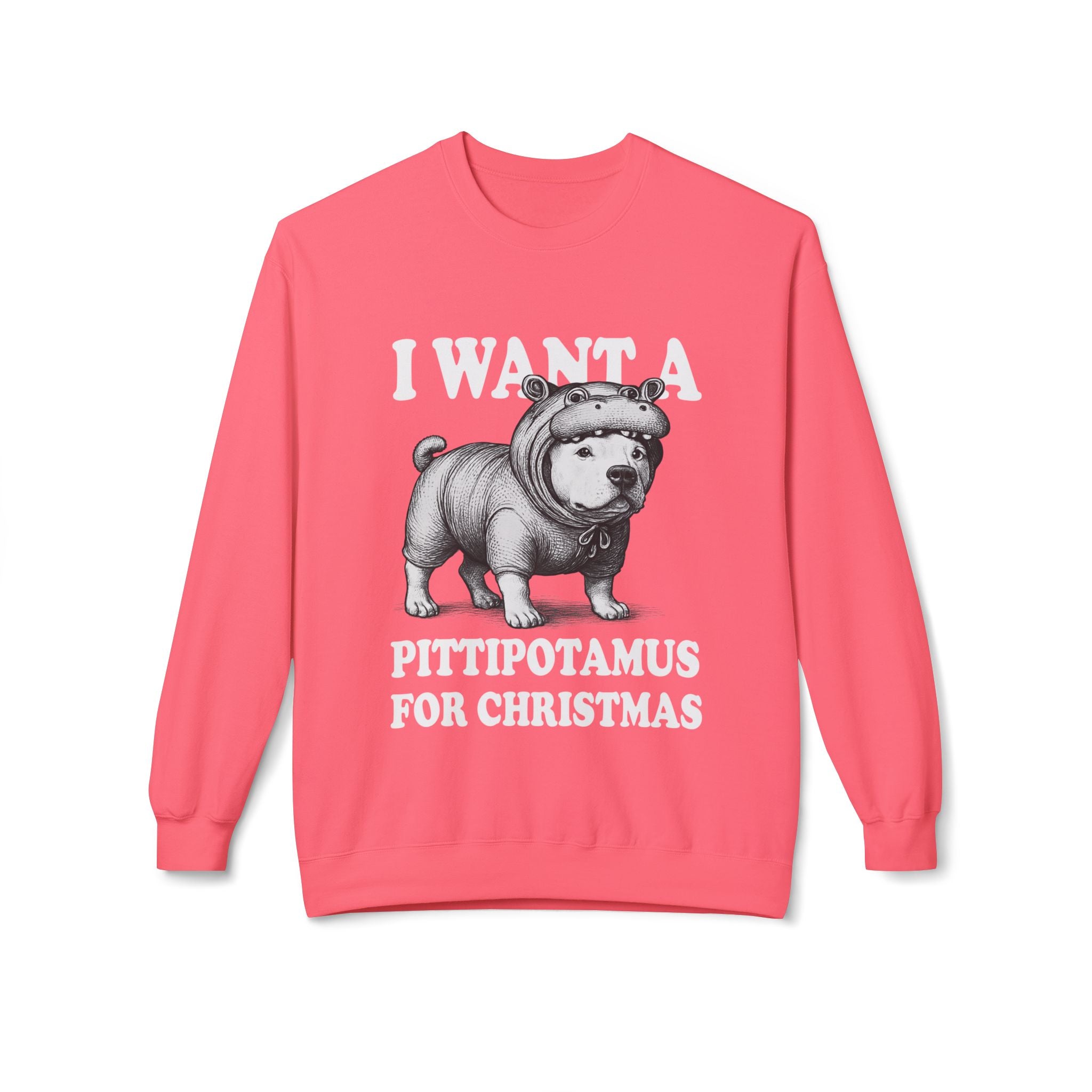 Dog Pitbull Christmas Sweatshirt | Cute Pittipotamus Holiday Pullover for Dog Lovers