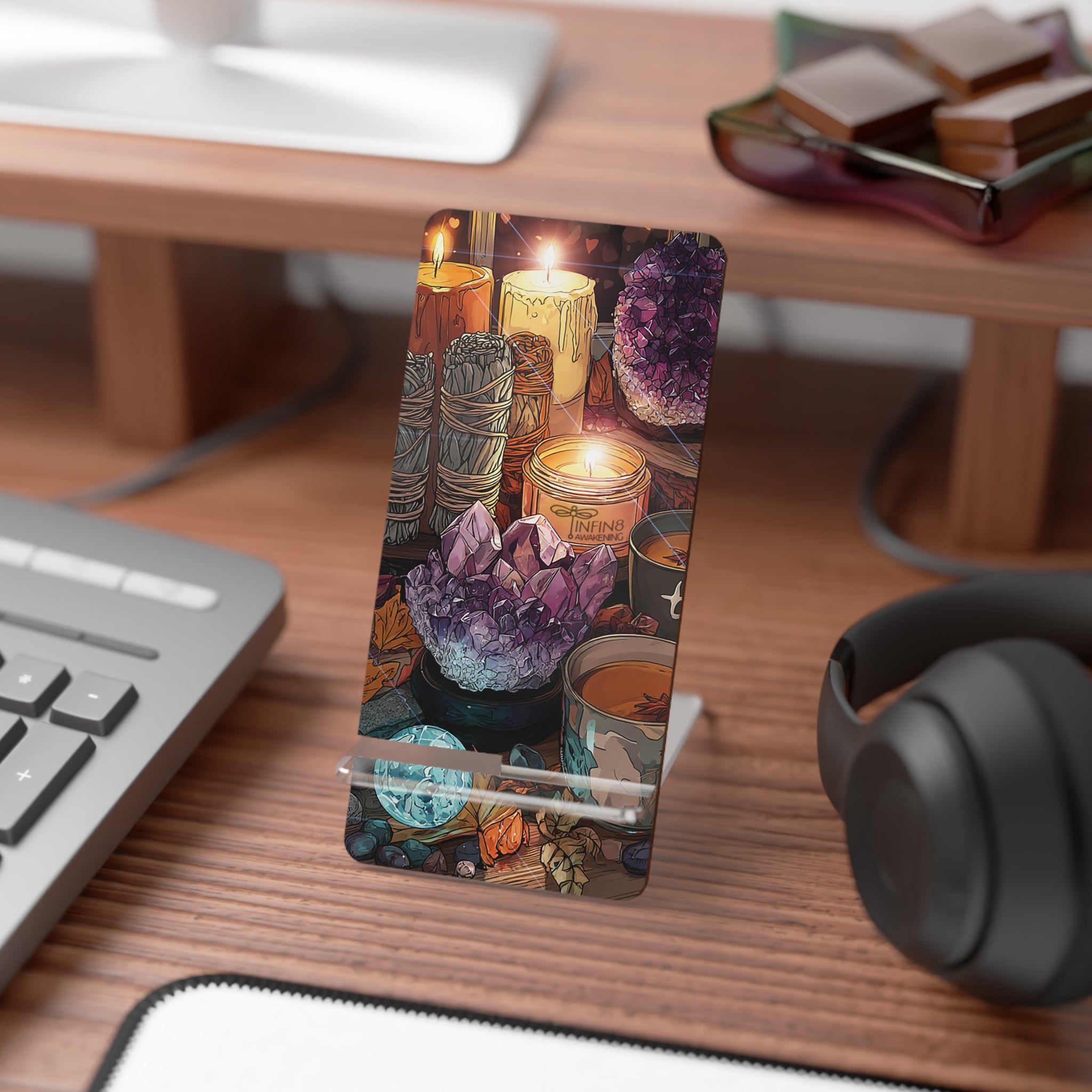 Mystical Crystal Phone Holder, Cottagecore Samsung Holder - Crystal Tea Lovers Phone Holder, Spiritual iPhone Stand, Samsung  FairyCore