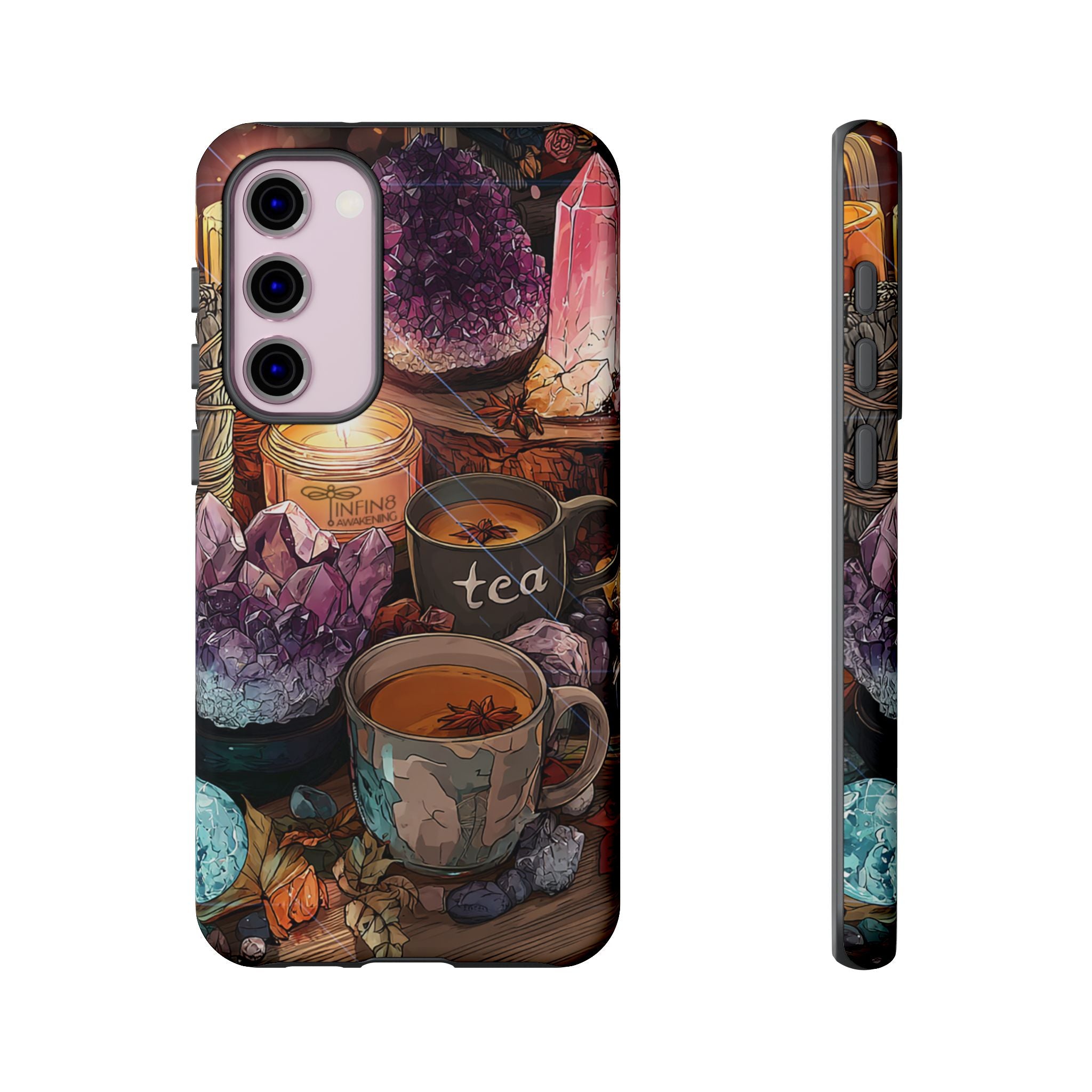 Mystical Crystal Phone Case, Cottagecore Samsung Case - Crystal Tea Lovers Phone Case, Spiritual iPhone Case, Samsung Magical FairyCore Case