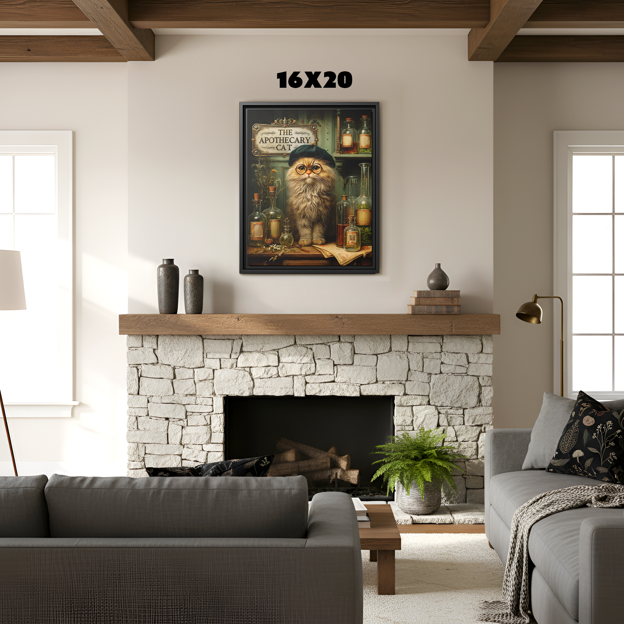 The Apothecary Cat Wall Art | Vintage Steampunk Fantasy Cat Alchemist Print