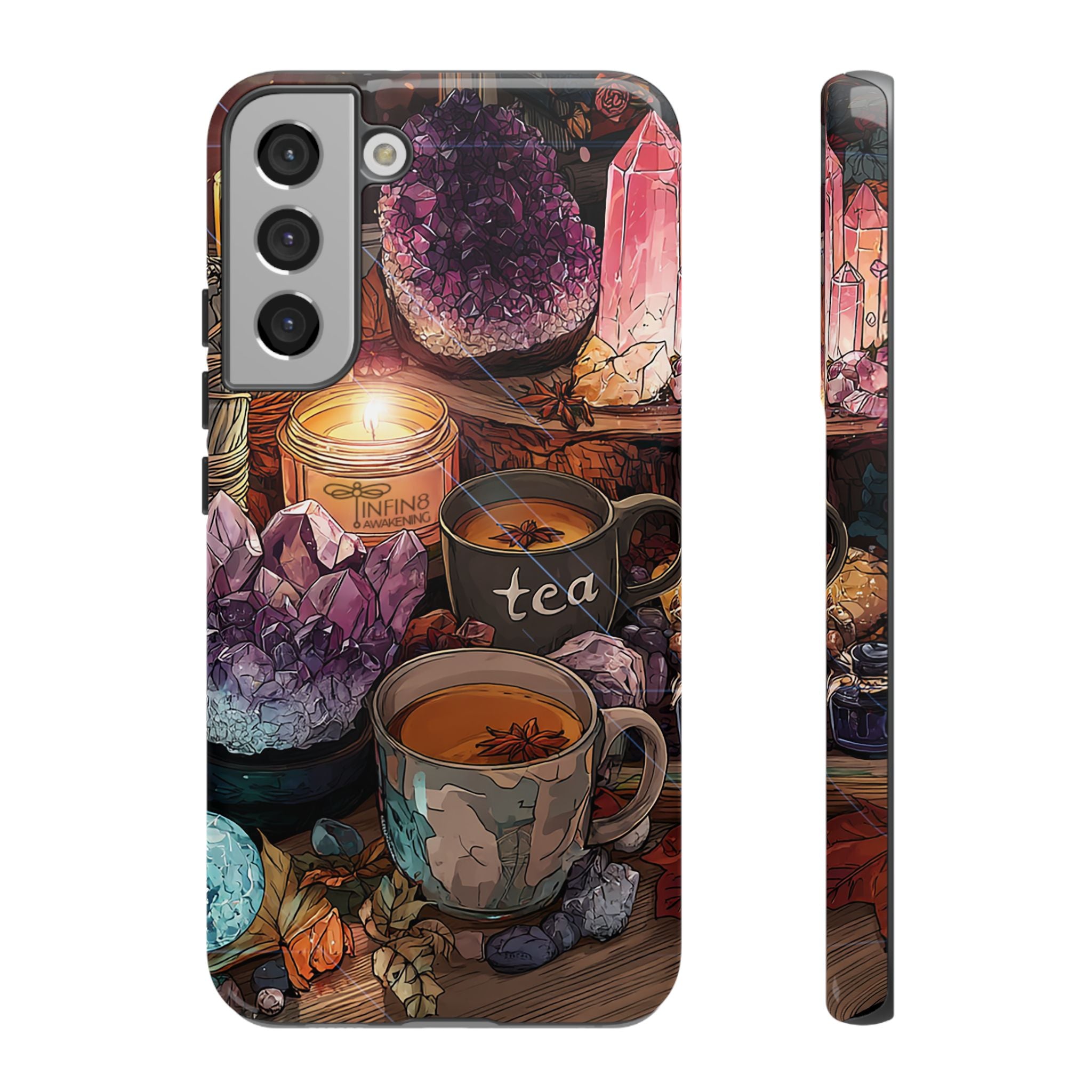 Mystical Crystal Phone Case, Cottagecore Samsung Case - Crystal Tea Lovers Phone Case, Spiritual iPhone Case, Samsung Magical FairyCore Case