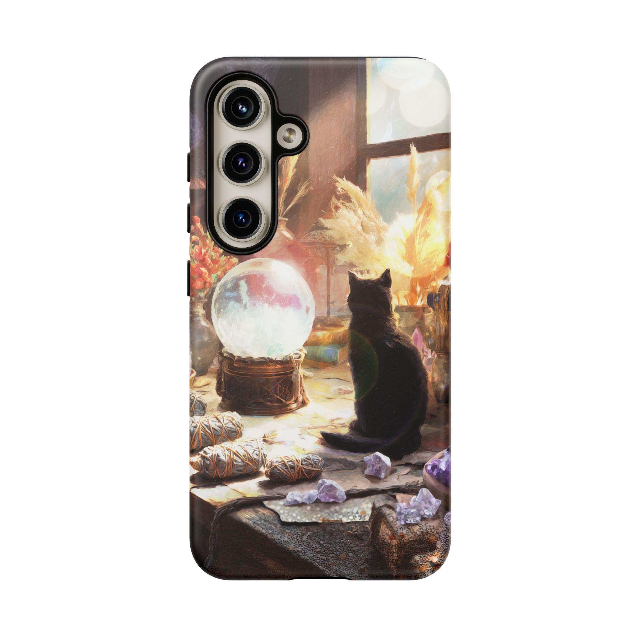 Crystal Phone case, Black Cat Case - Aesthetic Tough Case for Black Cat Lovers, Gift for Her, Witch Decor, Phone Protector, Home Vibes