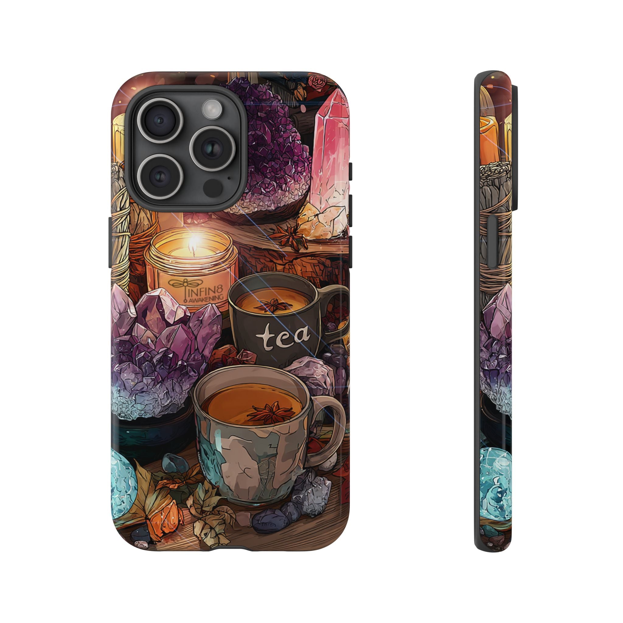 Mystical Crystal Phone Case, Cottagecore Samsung Case - Crystal Tea Lovers Phone Case, Spiritual iPhone Case, Samsung Magical FairyCore Case
