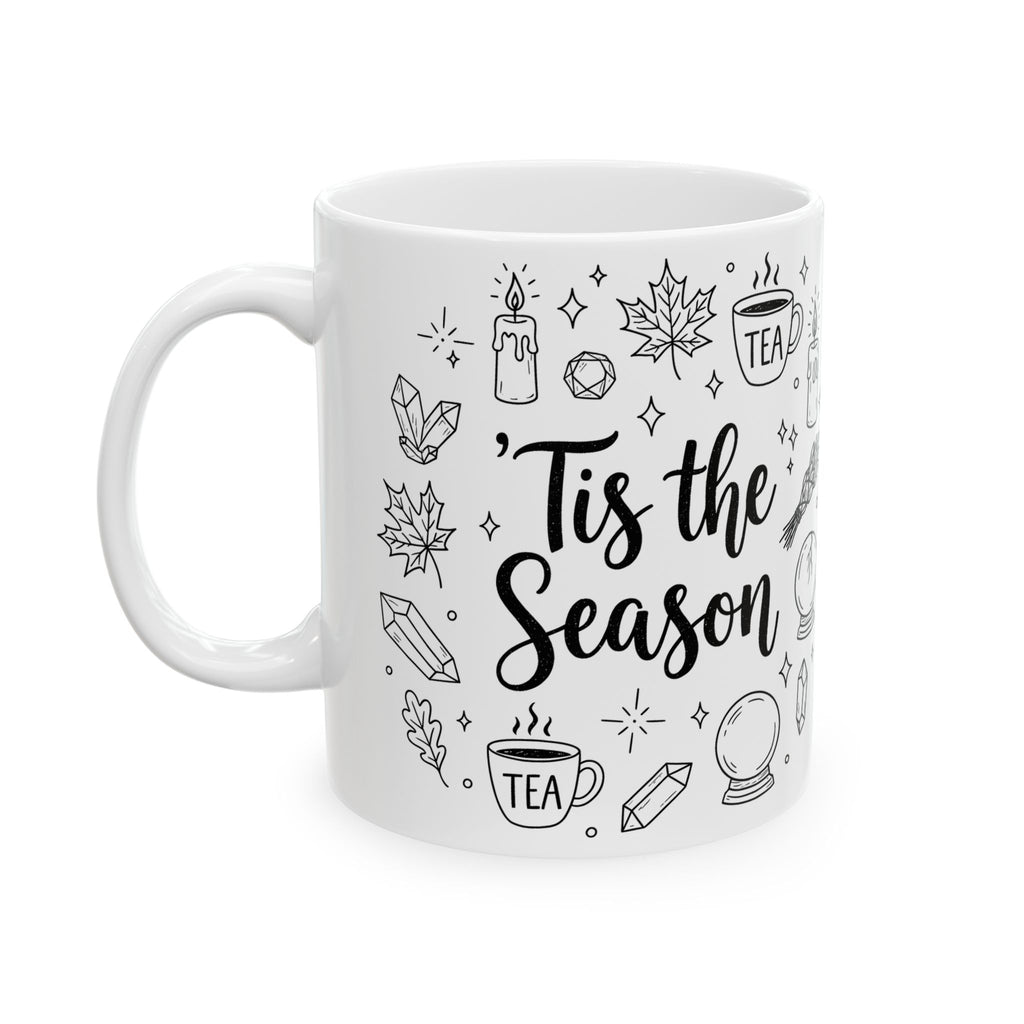 Tis the Season Doodle Mug | Celestial Holiday Christmas Tea & Crystal Coffee Cup