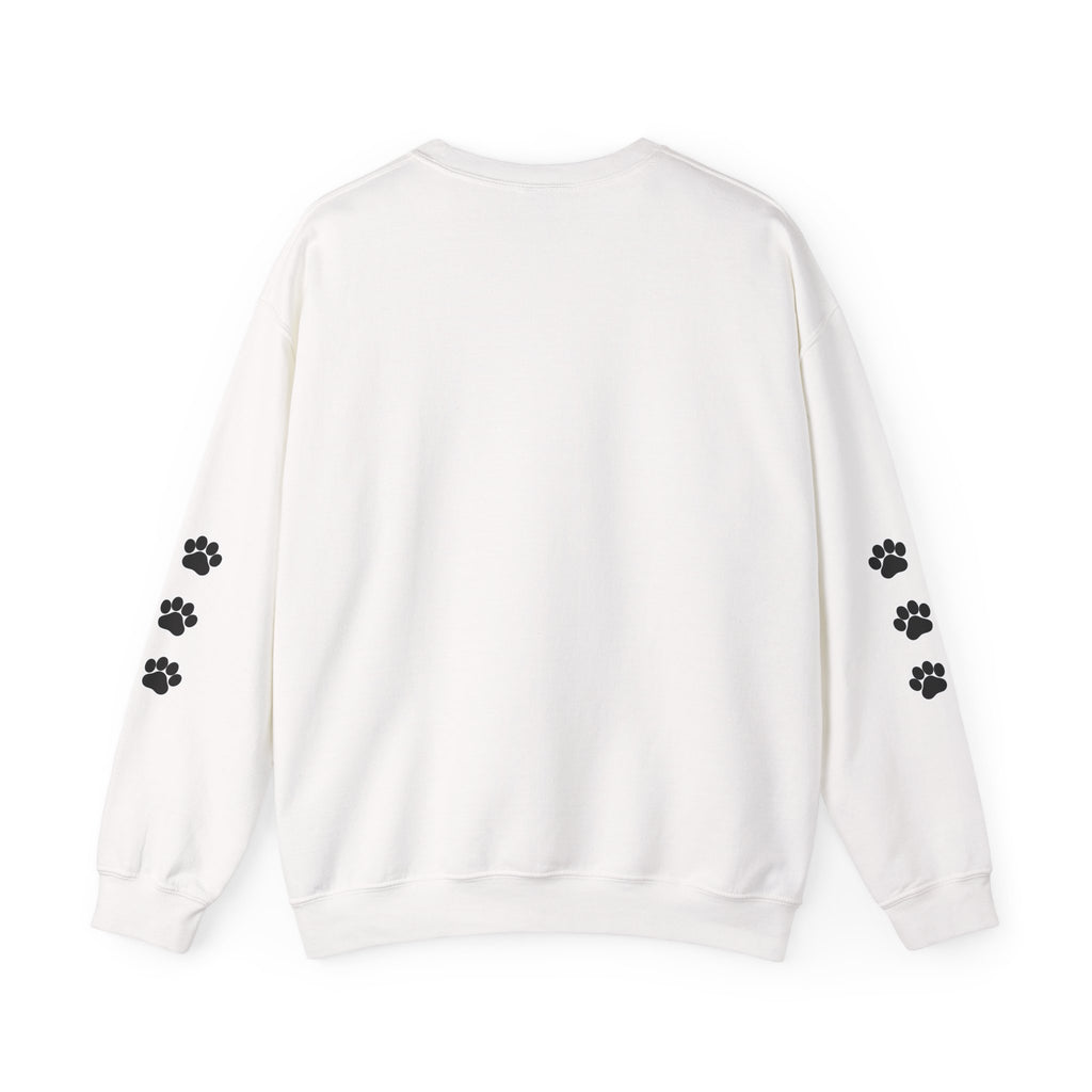 Dog Personalized My Dog's Name Is... Name Sweatshirt with Paw Print Sleeves | Custom Pet Lover Gift for Dog Moms & Dads