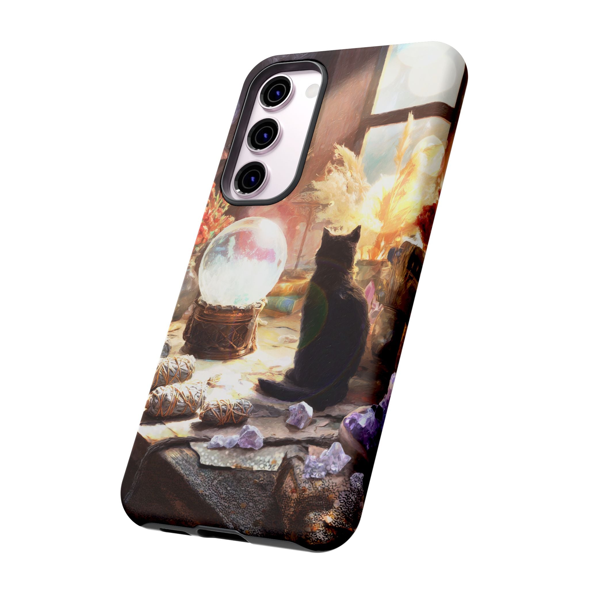 Crystal Phone case, Black Cat Case - Aesthetic Tough Case for Black Cat Lovers, Gift for Her, Witch Decor, Phone Protector, Home Vibes