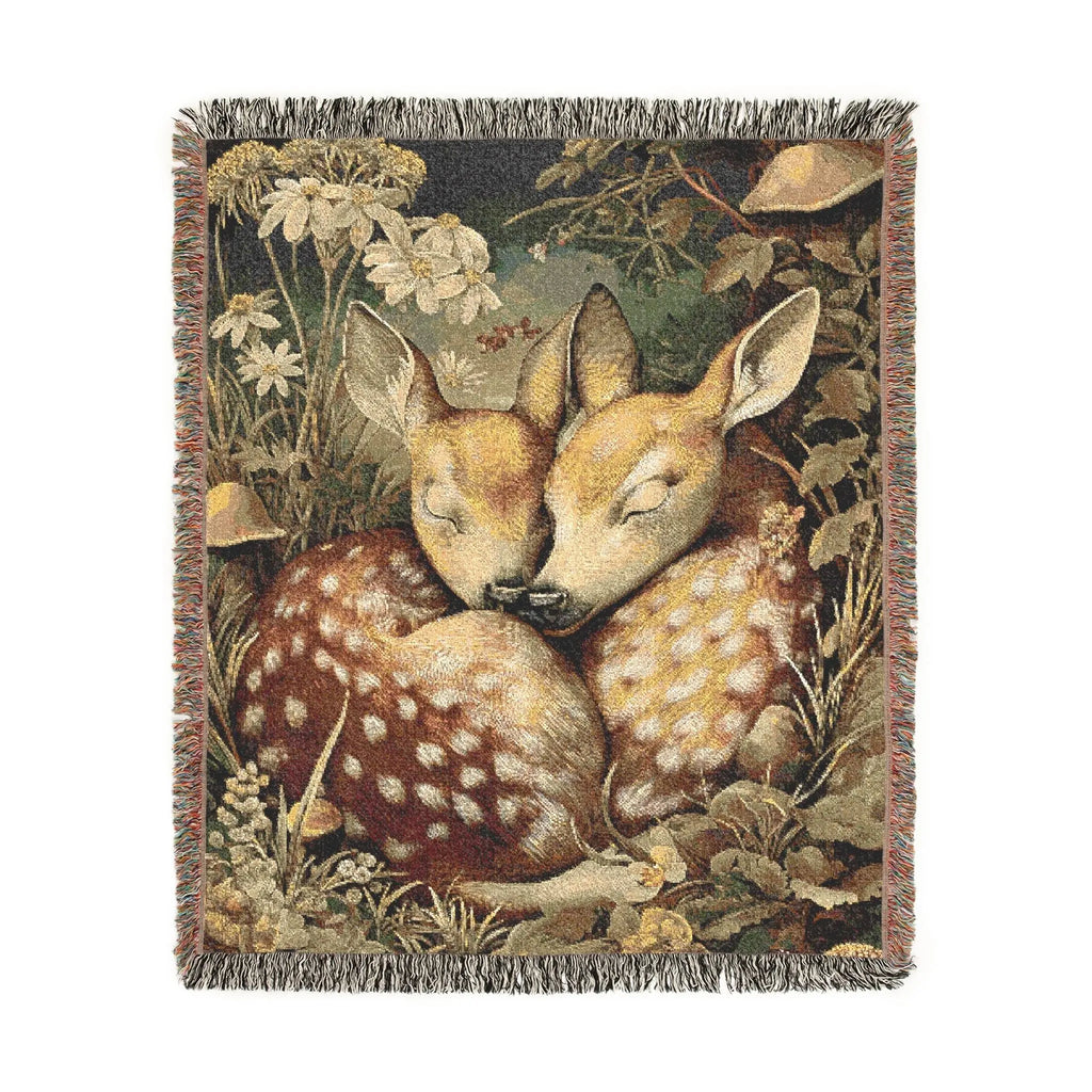 Cozy Cabincore Romance | Deer Woven Blanket Printify