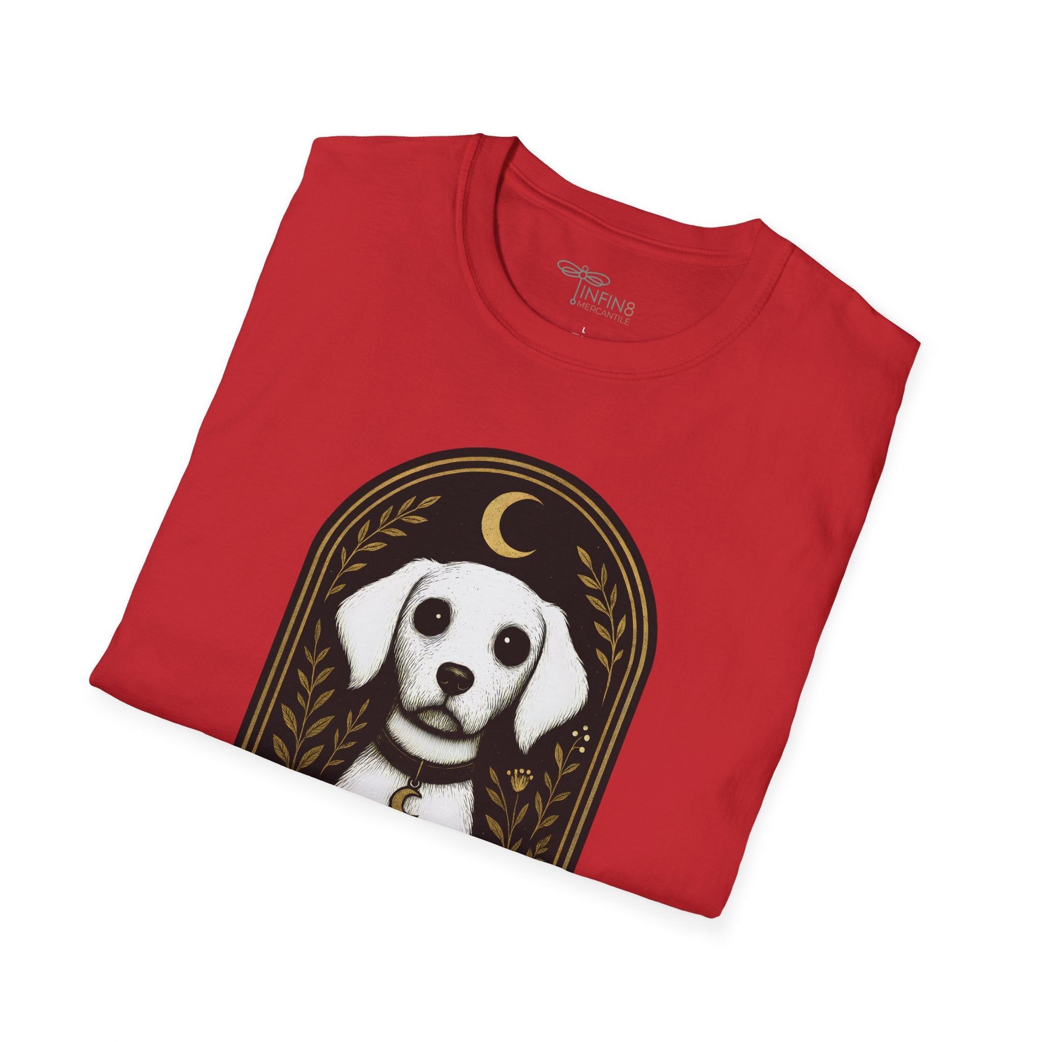 The Moonlit Hound T-Shirt | The Forest Gaden White Dog Art Tee for Pet Lovers
