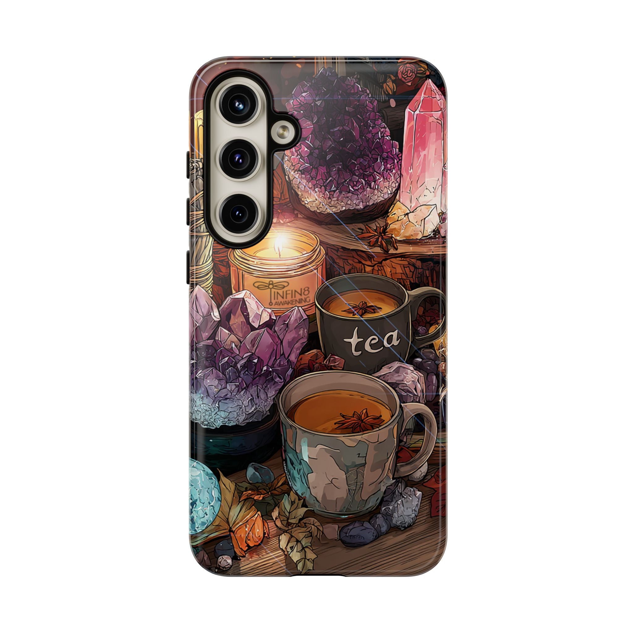Mystical Crystal Phone Case, Cottagecore Samsung Case - Crystal Tea Lovers Phone Case, Spiritual iPhone Case, Samsung Magical FairyCore Case