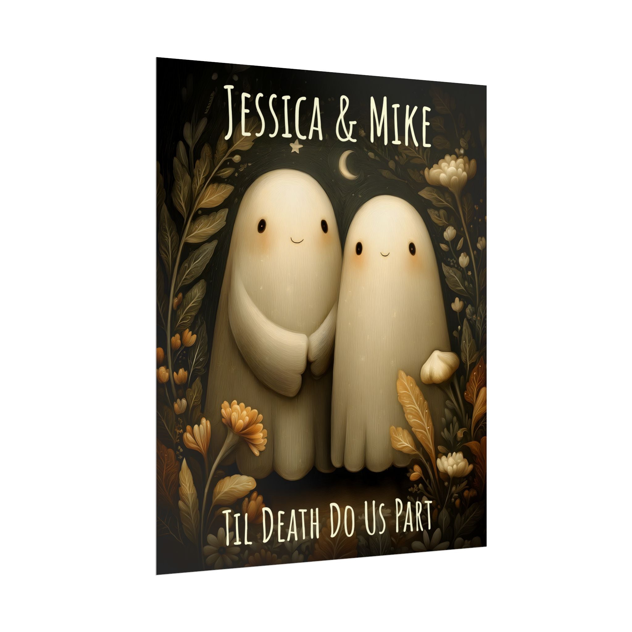 Valentine Poster Til Death Do Us Part Ghost | UNFRAMED Custom Name Valentines Day Wall Art for Couples
