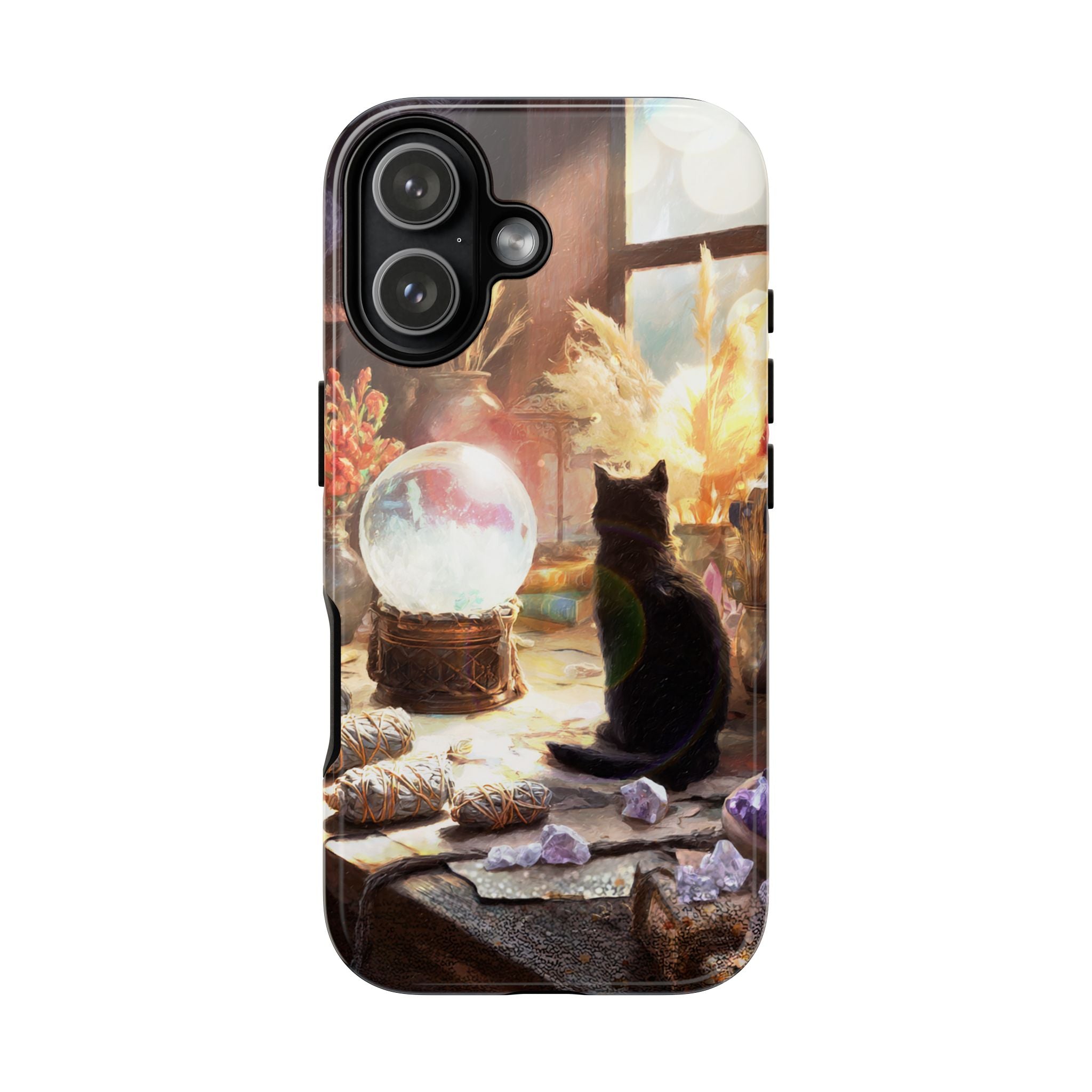 Crystal Phone case, Black Cat Case - Aesthetic Tough Case for Black Cat Lovers, Gift for Her, Witch Decor, Phone Protector, Home Vibes