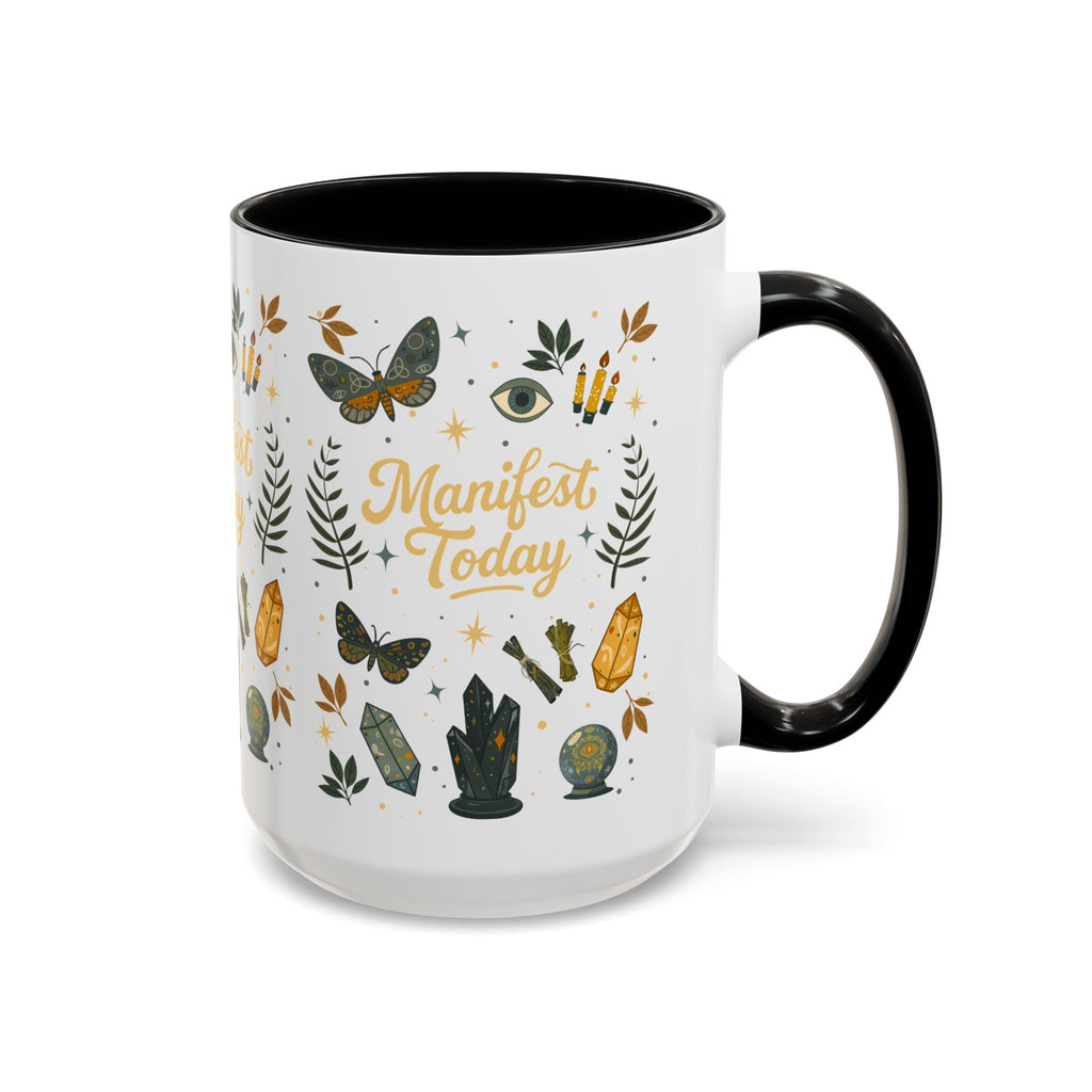 Manifest Today Ceramic Cup | Mystical Crystal Butterfly Coffee Mug | Positive Energy Affirmation Gift