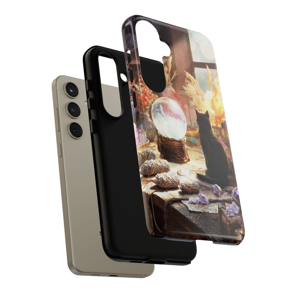Crystal Phone case, Black Cat Case - Aesthetic Tough Case for Black Cat Lovers, Gift for Her, Witch Decor, Phone Protector, Home Vibes