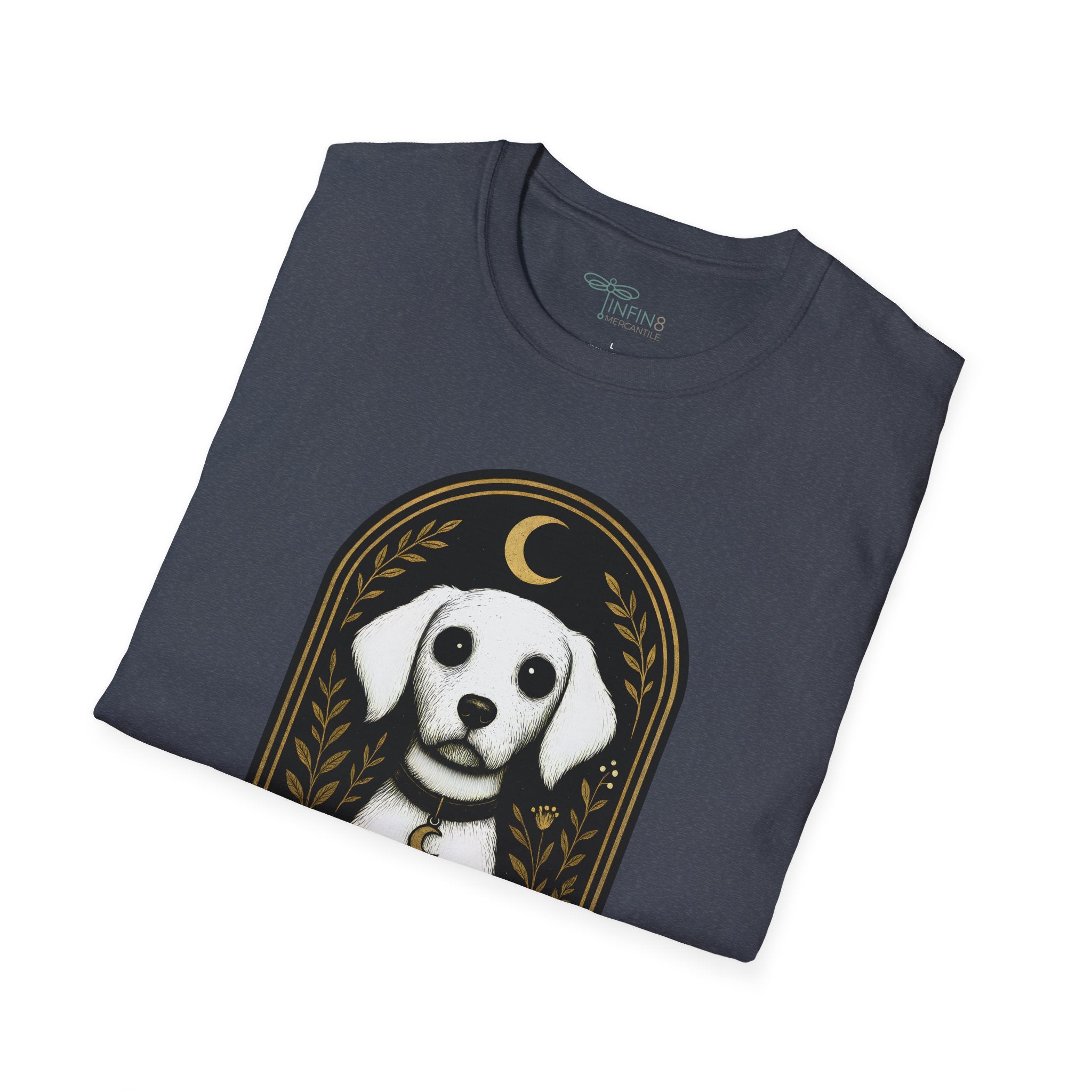 The Moonlit Hound T-Shirt | The Forest Gaden White Dog Art Tee for Pet Lovers