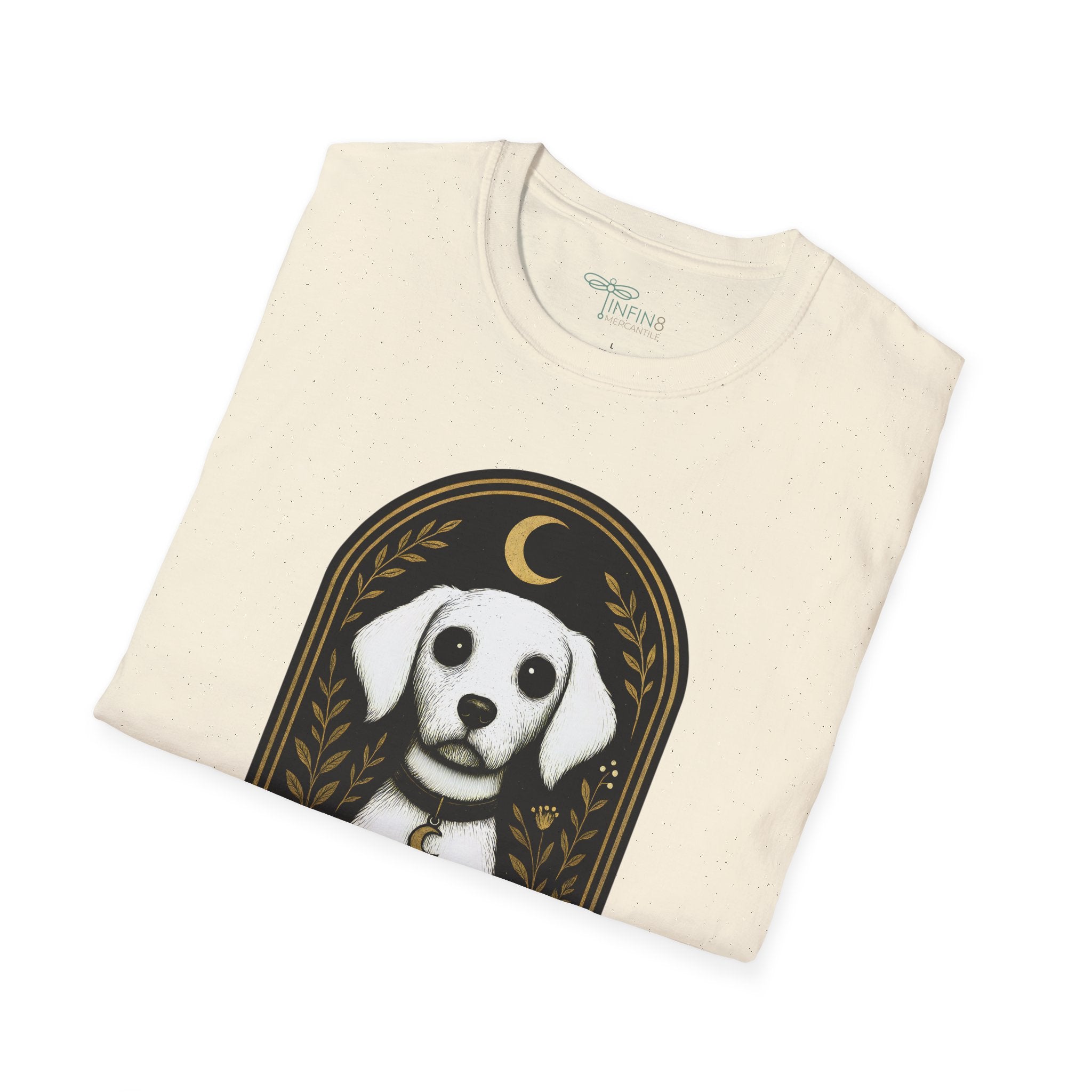 The Moonlit Hound T-Shirt | The Forest Gaden White Dog Art Tee for Pet Lovers