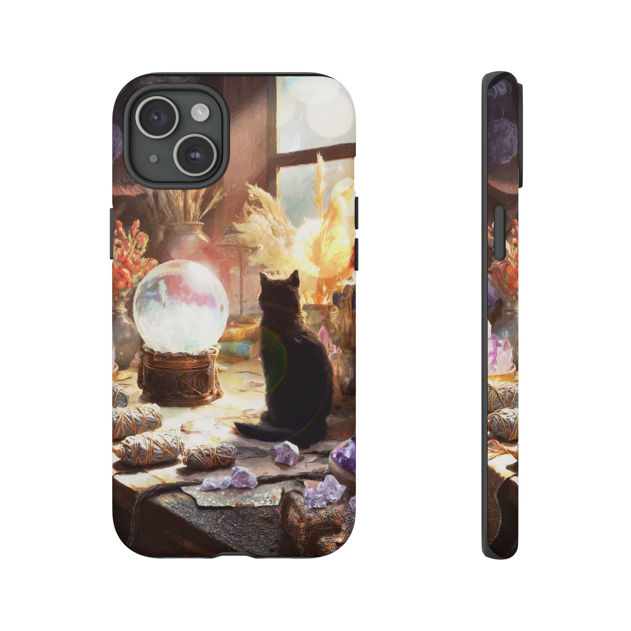 Crystal Phone case, Black Cat Case - Aesthetic Tough Case for Black Cat Lovers, Gift for Her, Witch Decor, Phone Protector, Home Vibes