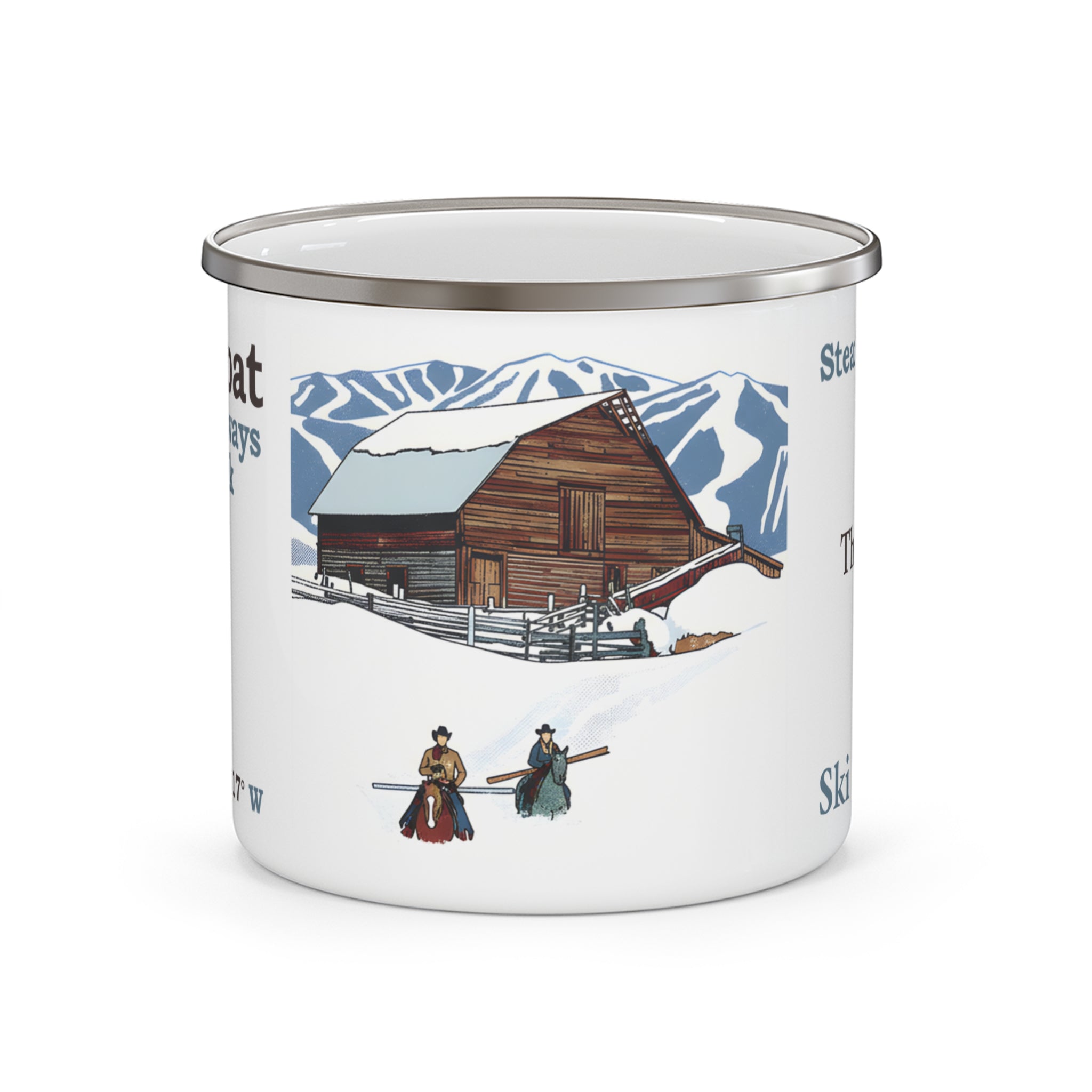 Steamboat Springs Ski Season 2026 Enamel Camping Mug | Cabin Winter Design