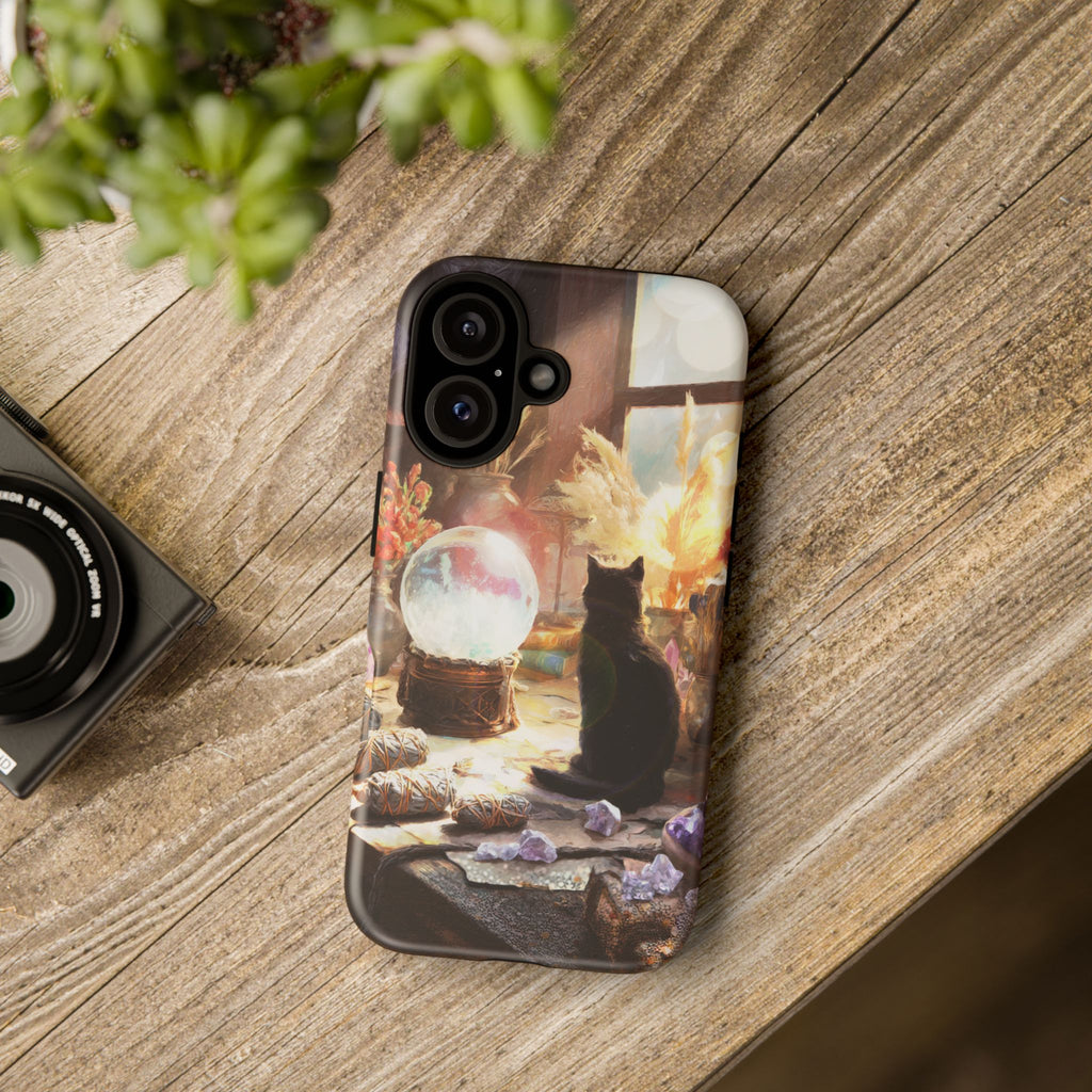 Crystal Phone case, Black Cat Case - Aesthetic Tough Case for Black Cat Lovers, Gift for Her, Witch Decor, Phone Protector, Home Vibes