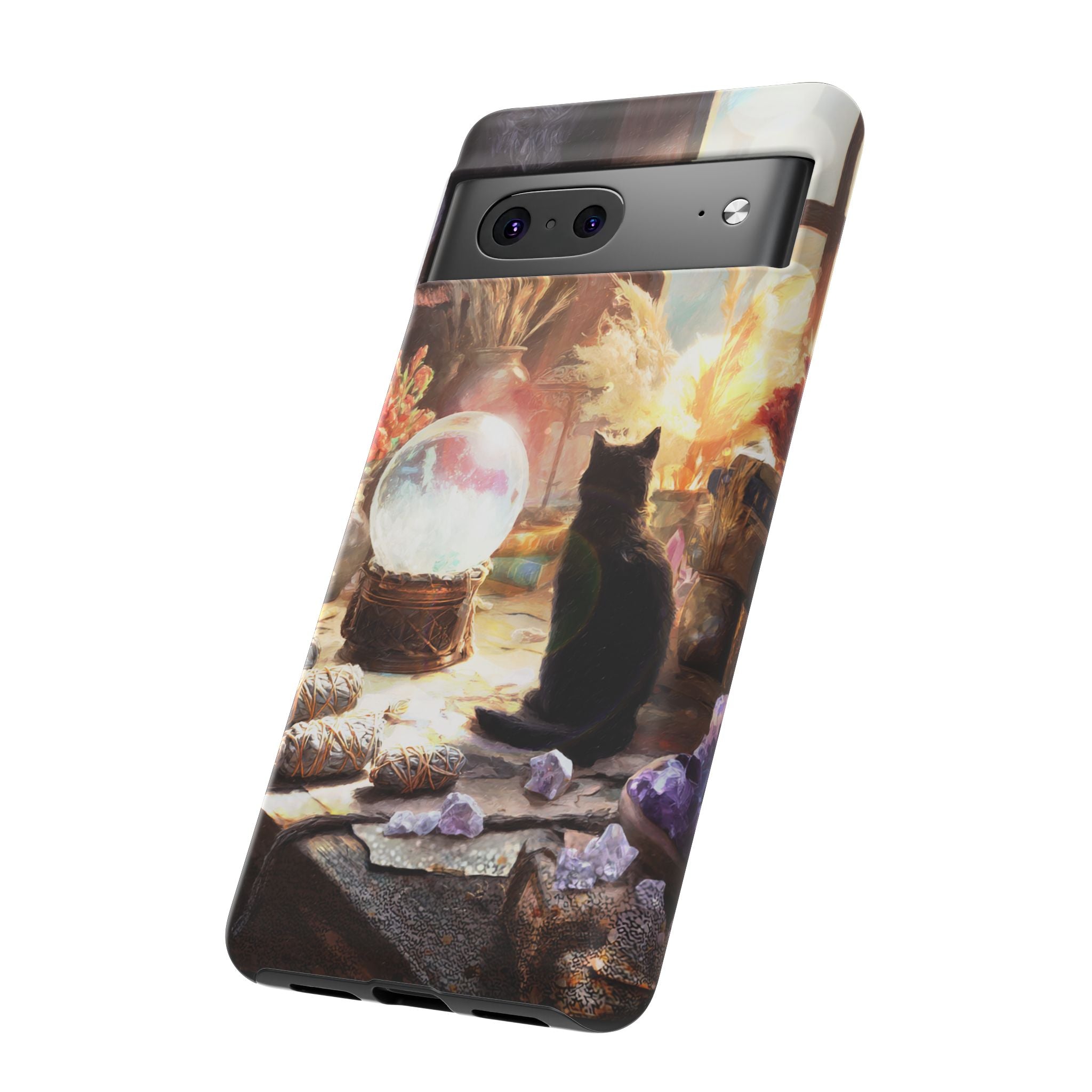 Crystal Phone case, Black Cat Case - Aesthetic Tough Case for Black Cat Lovers, Gift for Her, Witch Decor, Phone Protector, Home Vibes