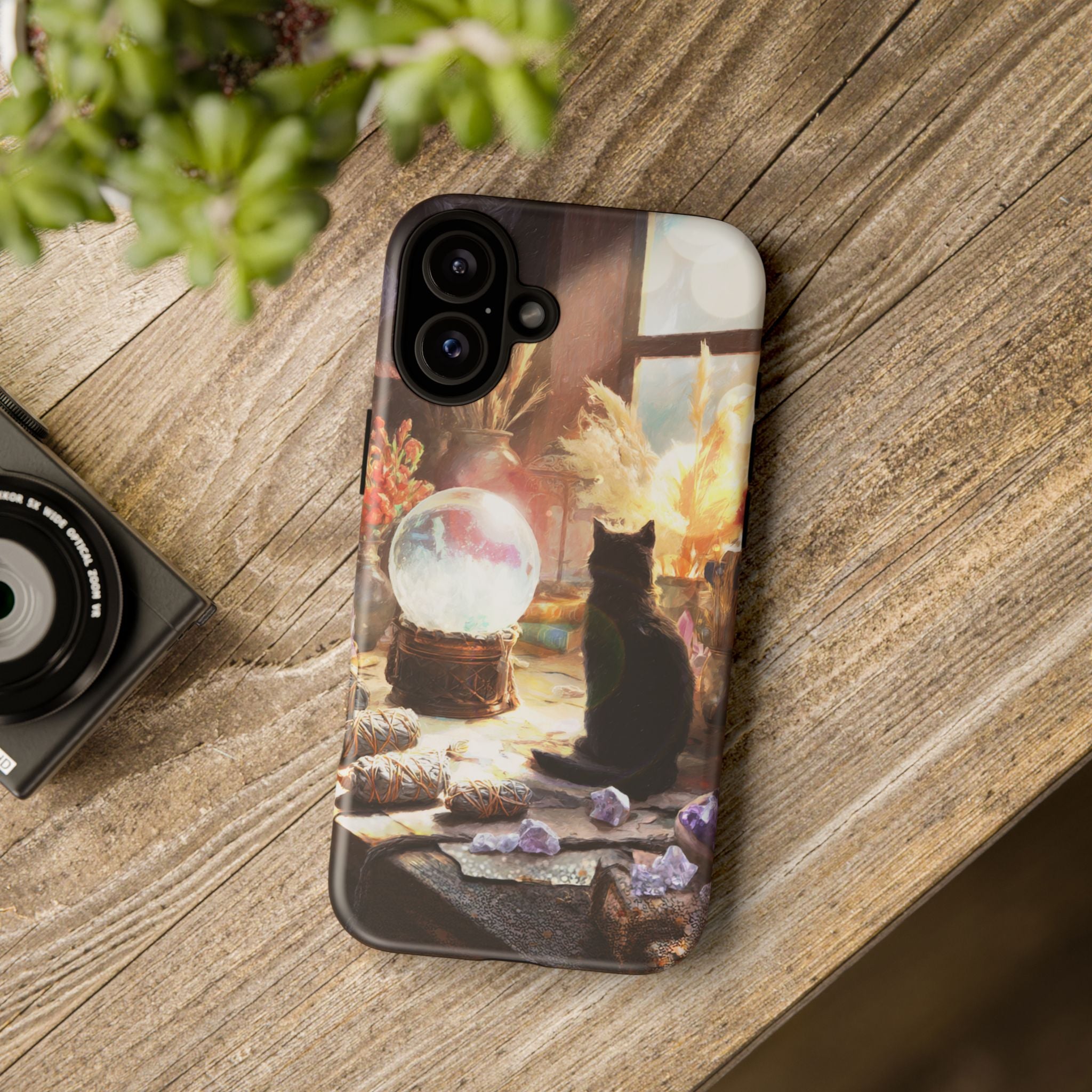 Crystal Phone case, Black Cat Case - Aesthetic Tough Case for Black Cat Lovers, Gift for Her, Witch Decor, Phone Protector, Home Vibes