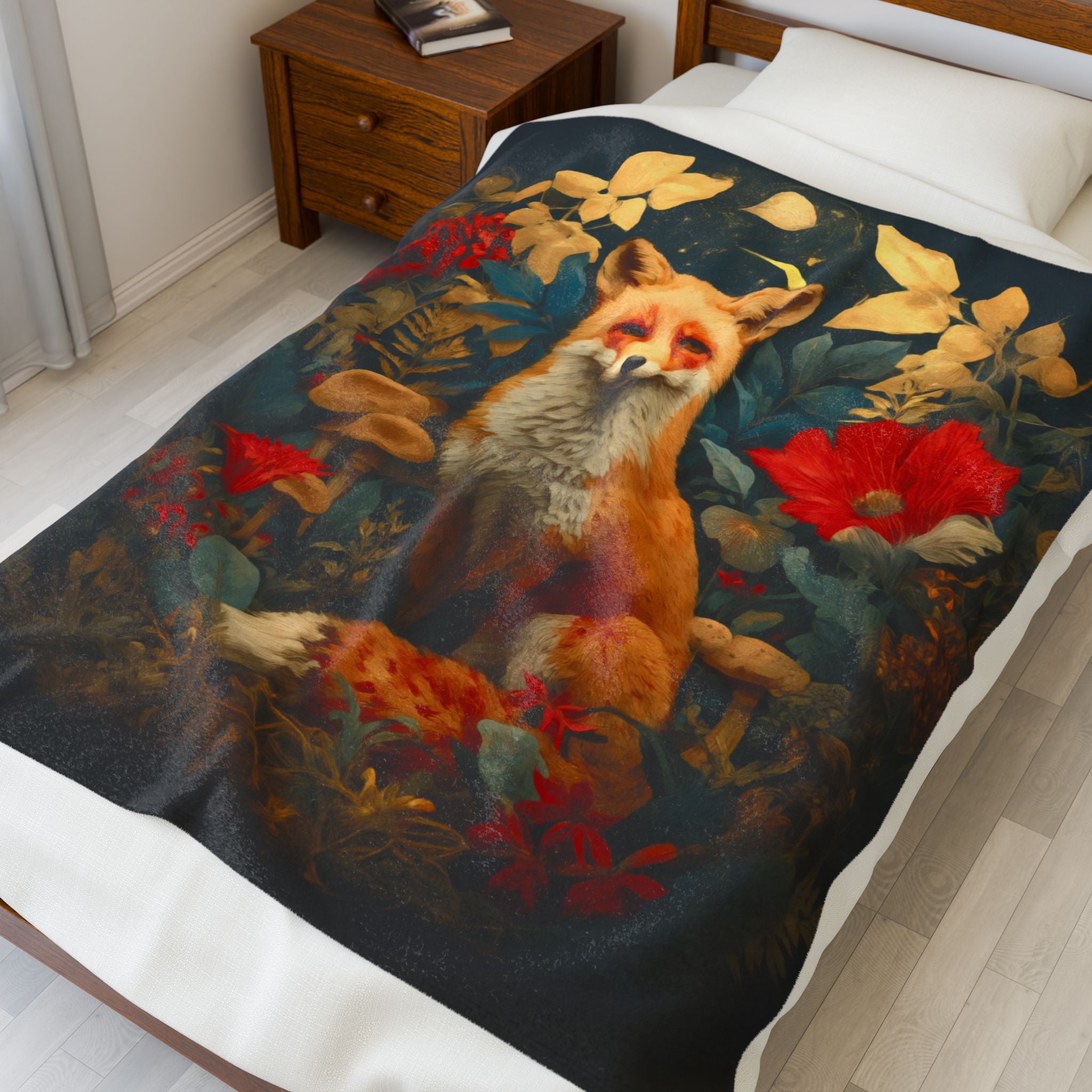Red Fox Woodland Blanket | Cozy Luxury Forest Throw for Nature-Inspired Homes